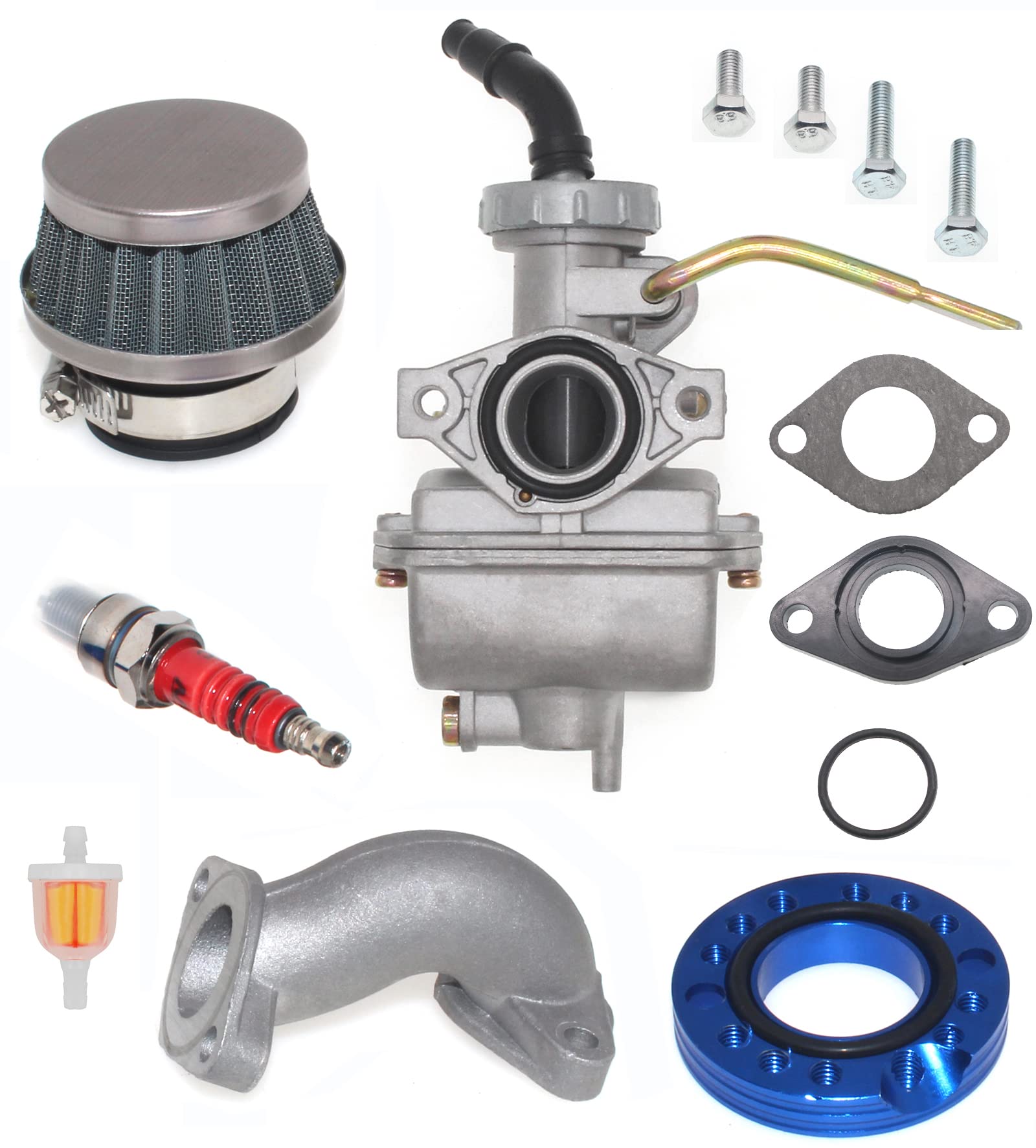 Pz20 Carburetor For Tao Tao 125 110 90 70 50 Atv Dirt Bike Baja Kazuma Go Kart 4-Stroke Engine With Inlet Pipe Manifold Kit