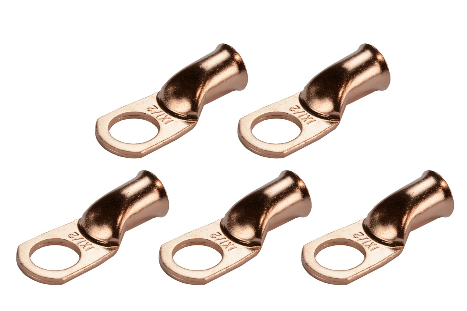 Temco 5 Pack Bare Copper Welding Battery Cable Ends, Lugs Terminal 1 Awg 1/2'' Hole (6 Awg To 1/0 Awg Options Available)