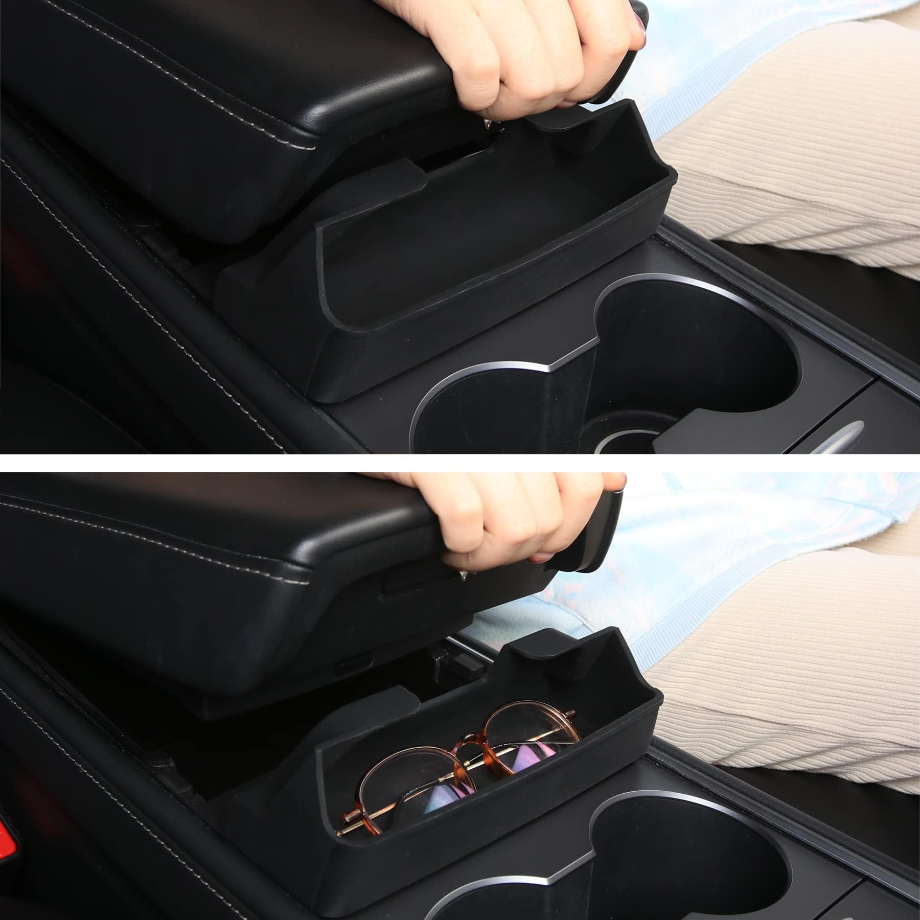 Evfitus For Tesla Model Y 2024-2020 And Model 3 2023-2017 Accessories Center Console Organizer Tray Armrest Storage Box Silicone