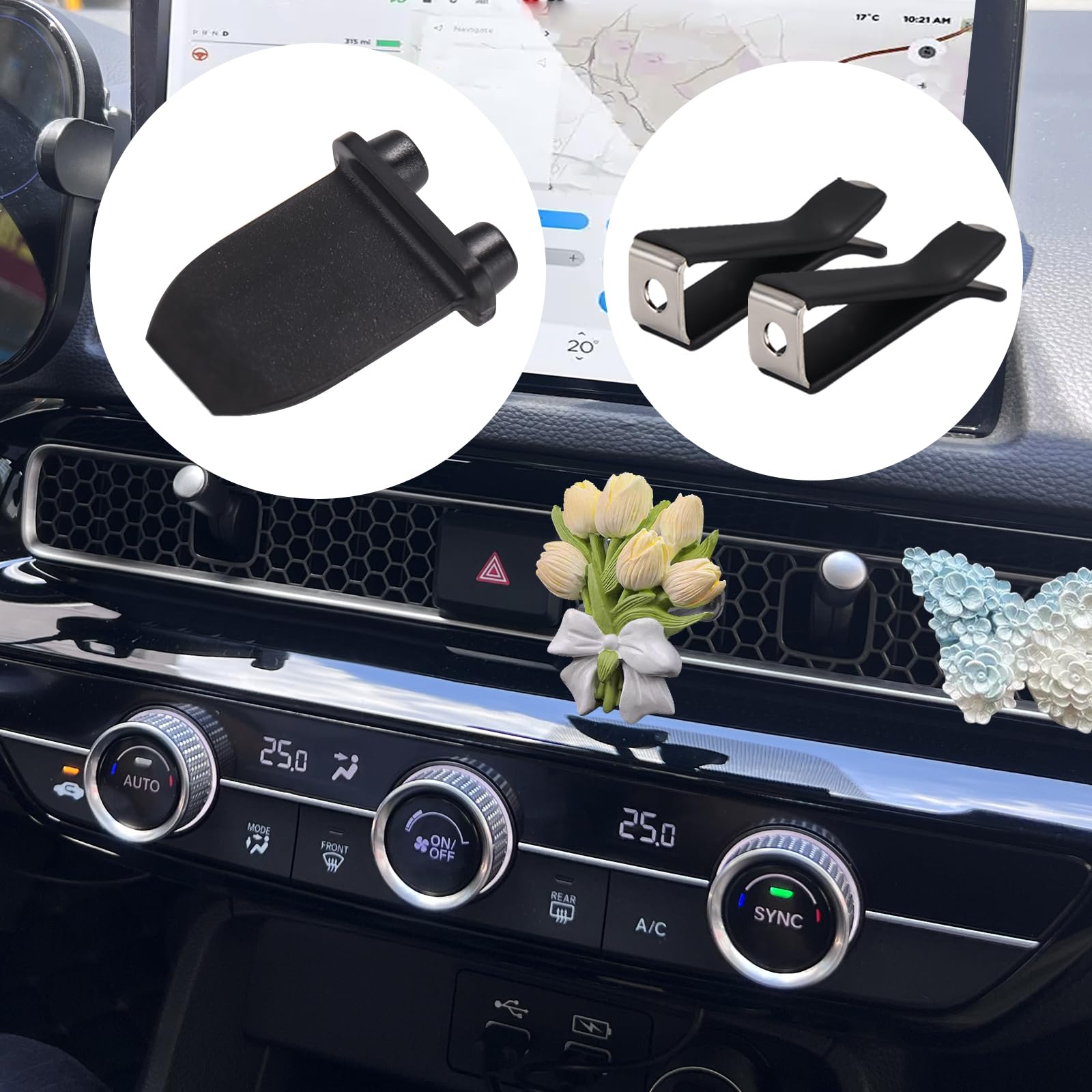 moonateen 20 Pieces Square Head Car Vent Clips + 6 Adapters for 11th Gen Honda Civic - Custom Fit Car Air Fresheners for Honeyco