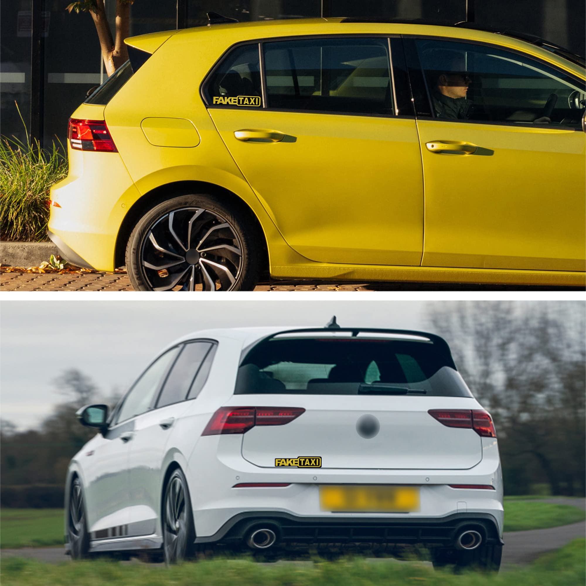 TOMALL 3pcs Fake Taxi Reflective Stickers for Car Bumper Fender Window Waterproof Funny Self Adhesive Vinyl Decal Decoration for SUV Truck Motorcycles Bicycles (B-Yellow)