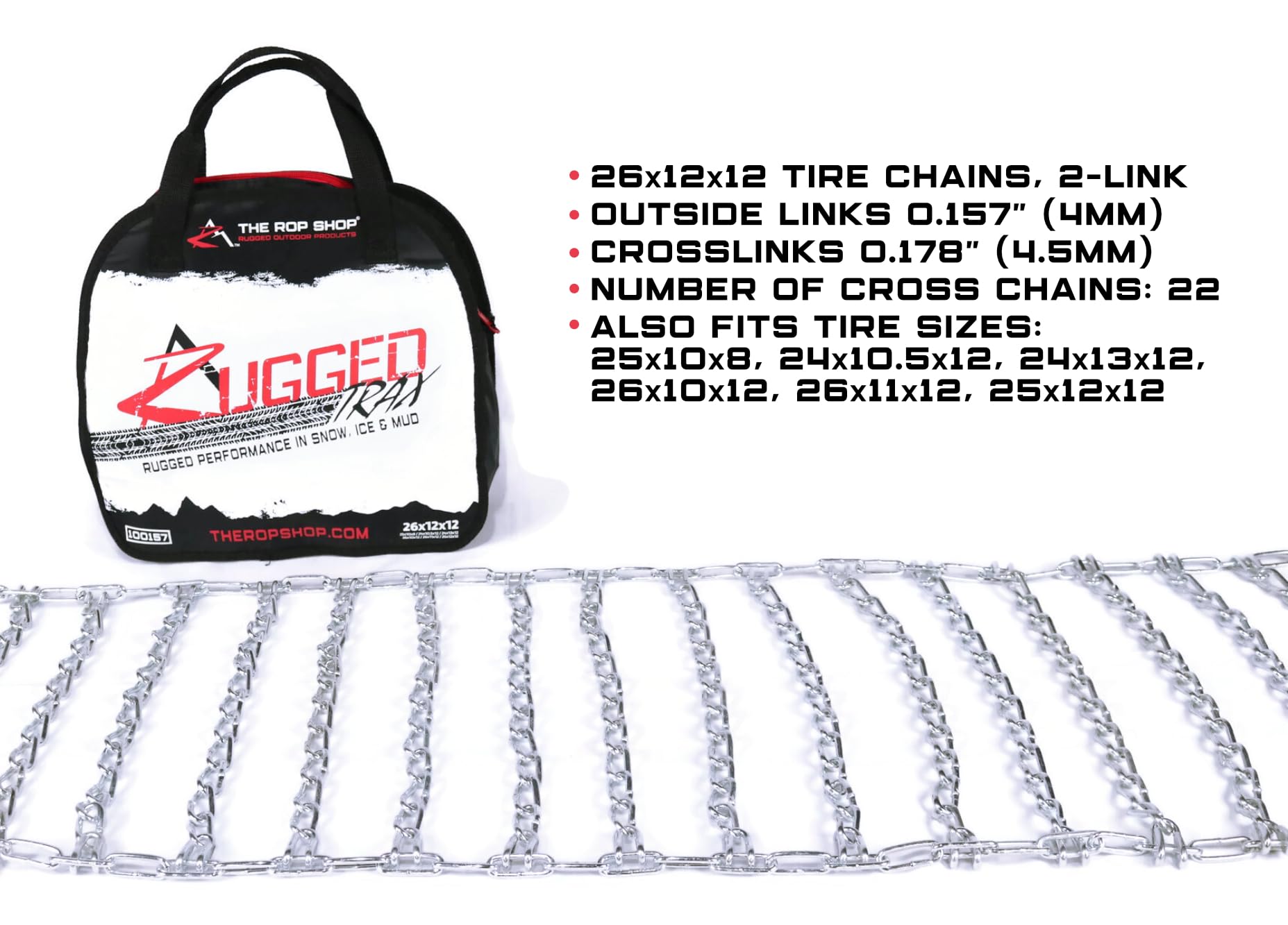 The ROP Shop 26x12-12 Tire Chains for Kubota Lawn Mower & Garden Tractors - Durable & Reliable Performance