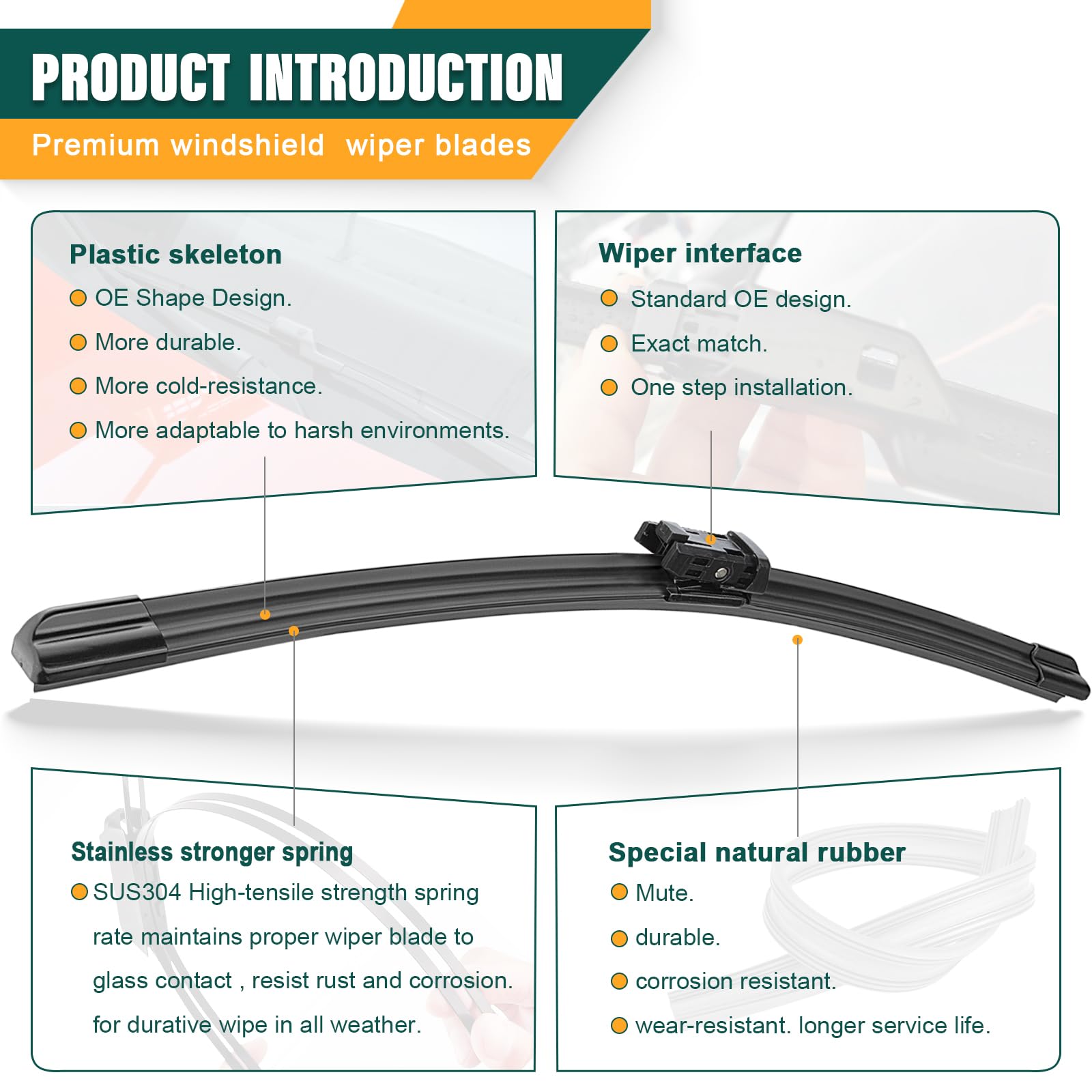 Kvq Windshield Wiper Blades Replacement For Vw Volkswagen Tiguan 2018 2019 2020 2021 Original Factory Quality Front Rear Wiper B