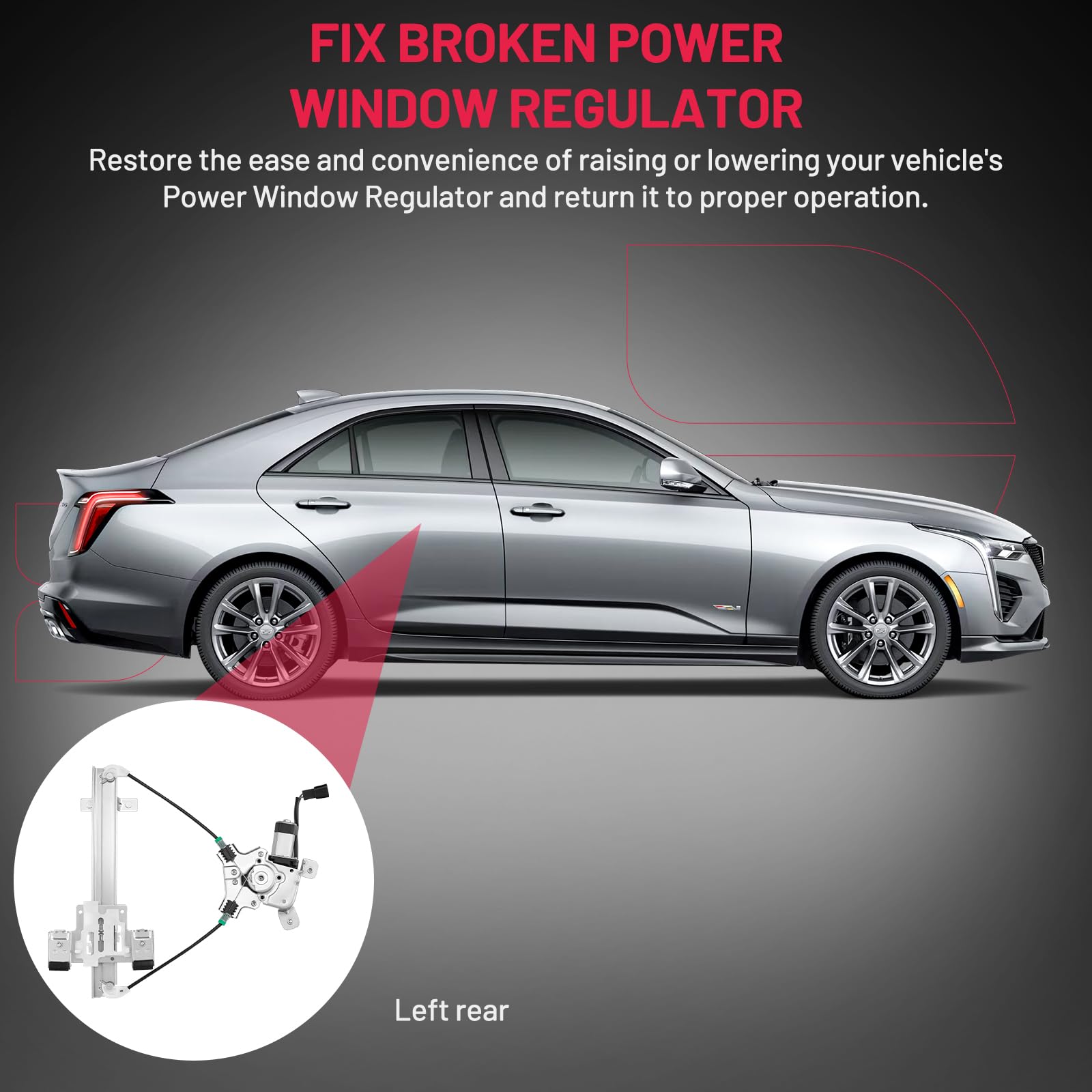 BDFHYK 741-390 Power Window Regulator with Motor Rear Left for 2007-2014 Cadillac Escalade 2007-2014 Chevrolet Tahoe 2007-2014 G