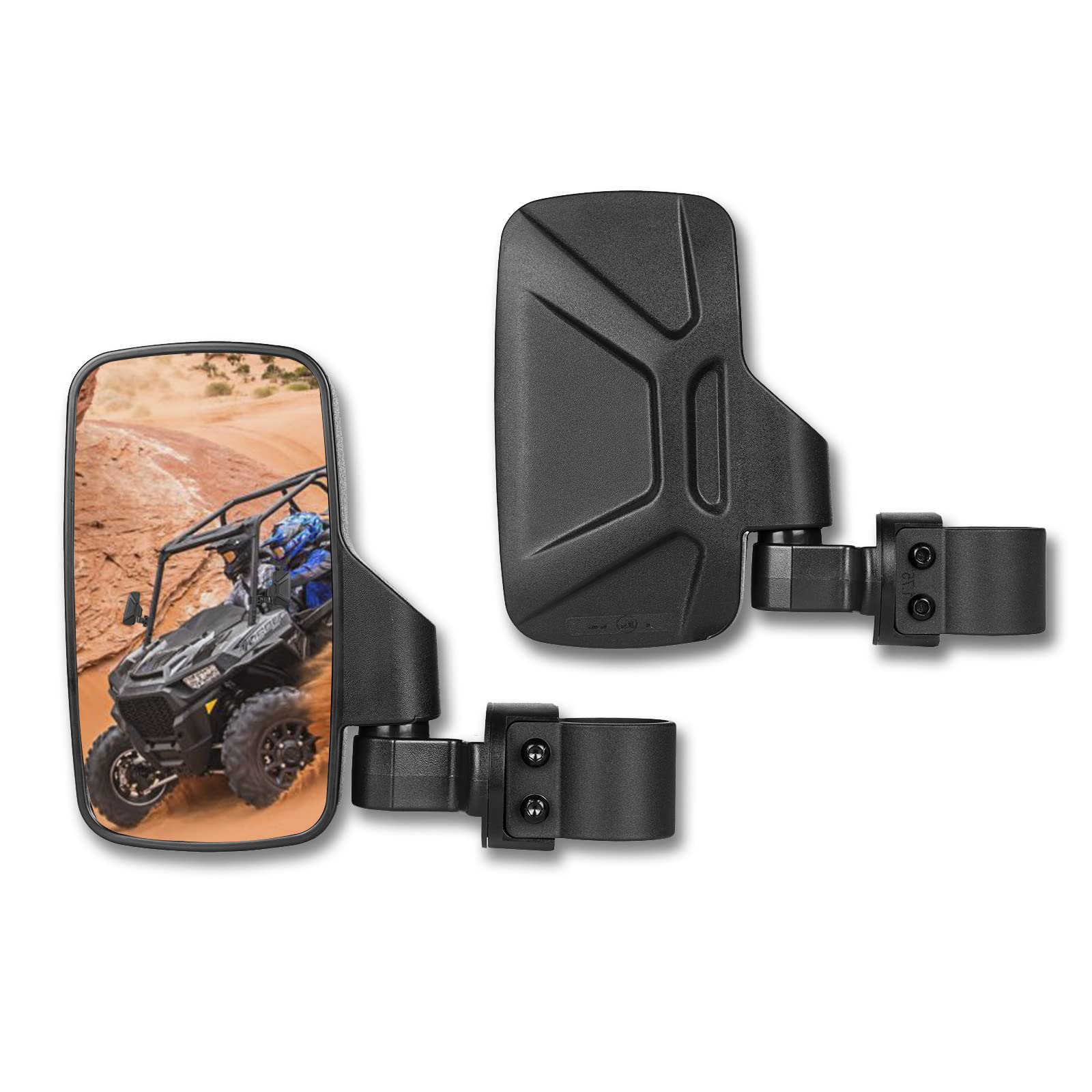 Shejisi Utv Side Mirrors Fits 1.65'-2' Inch Roll Cage, Upgraded Easy-Adjustable New Utv Mirrors Side View, Compatible With Polaris Rzr, Kawasaki Mule Teryx, Honda Pioneer Sxs, Yamaha Yxz Wolverine