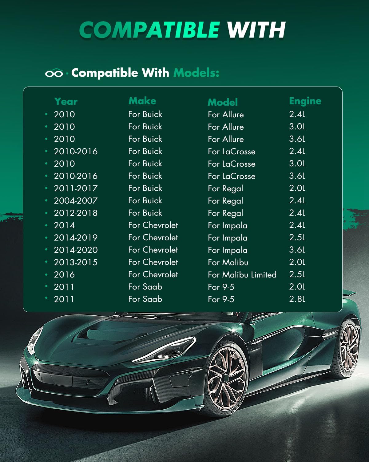 D1421 D1430 Scitoo Front Ceramic Rear Semi-Metal Brake Pads Kits 8Pcs Fit For Buick Allure/Lacrosse/Regal, For Chevy For Malibu/