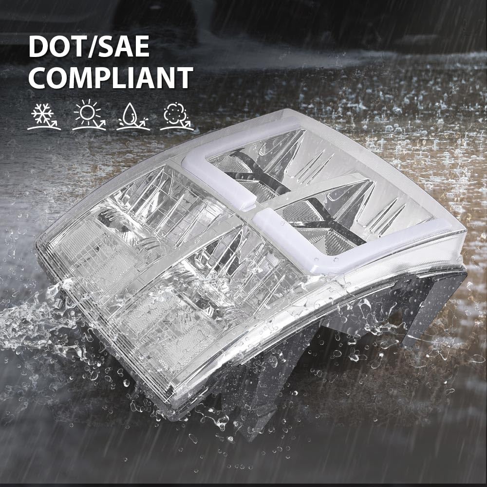 Pit66 Led Drl Tube Projector Headlights Compatible With Chevy Silverado 1500 2007-2013/ 2500Hd 3500Hd 07-14, Not Fit 2007 Old Bo