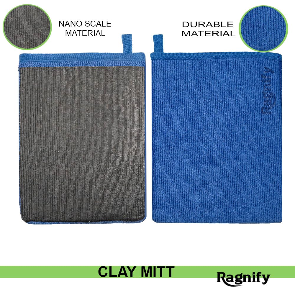 Ragnify Pack Of 2 Clay Mitt Auto Detailing Medium Grade Alternative Mitt For Flawless Removal Of Surface Bonded Micro Contaminan