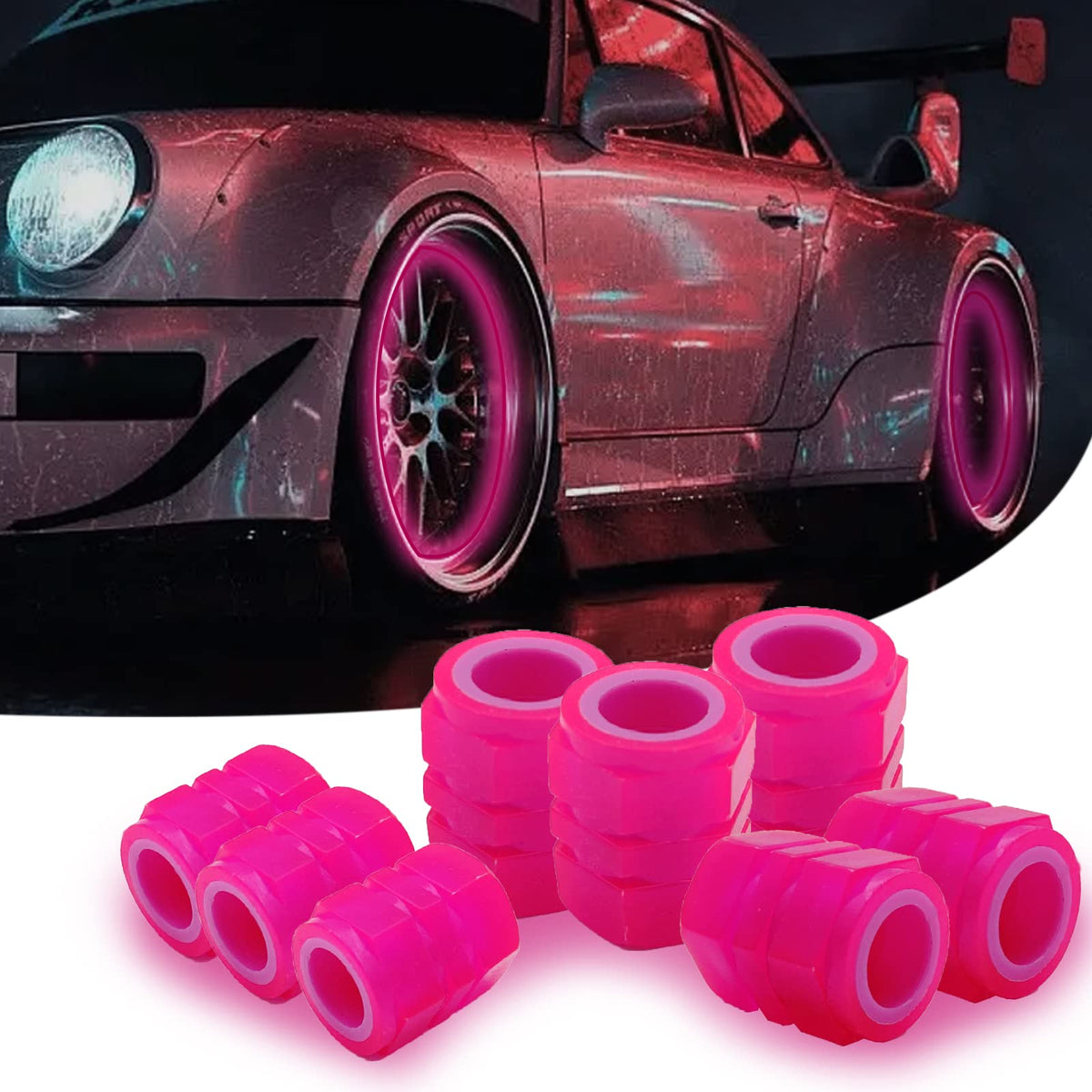 8PCS Car Tire Valve Stem Caps, Universal Noctilucent Waterproof Car Wheel Tire Caps, Suitable for Air Valve Caps for Cars, Motor