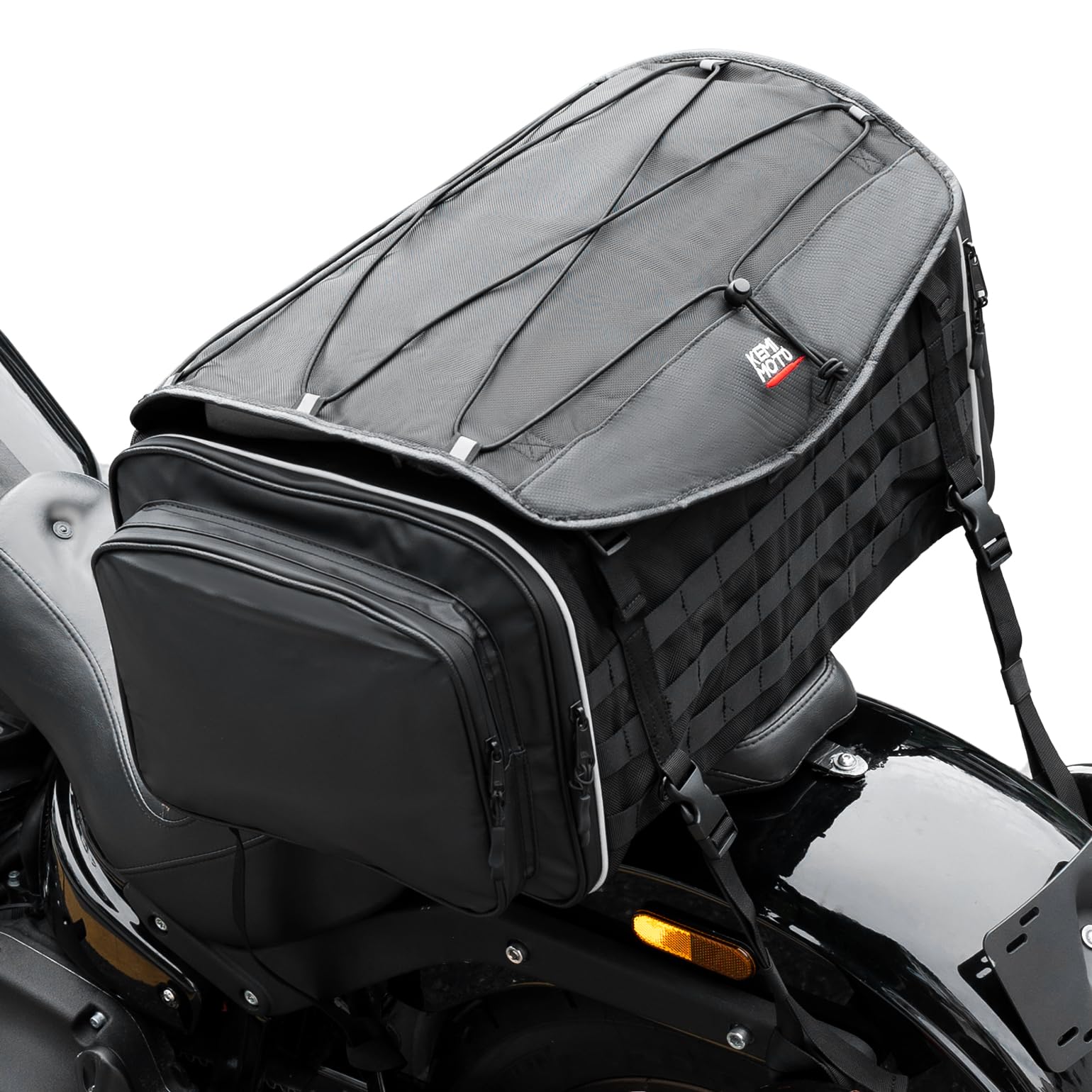 KEMIMOTO Motorcycle Tail Bag, Dual Use Motorcycle Rear Seat Bag with Waterproof Rain Cover, 50L Expandable Motorbike Helmet Bag 