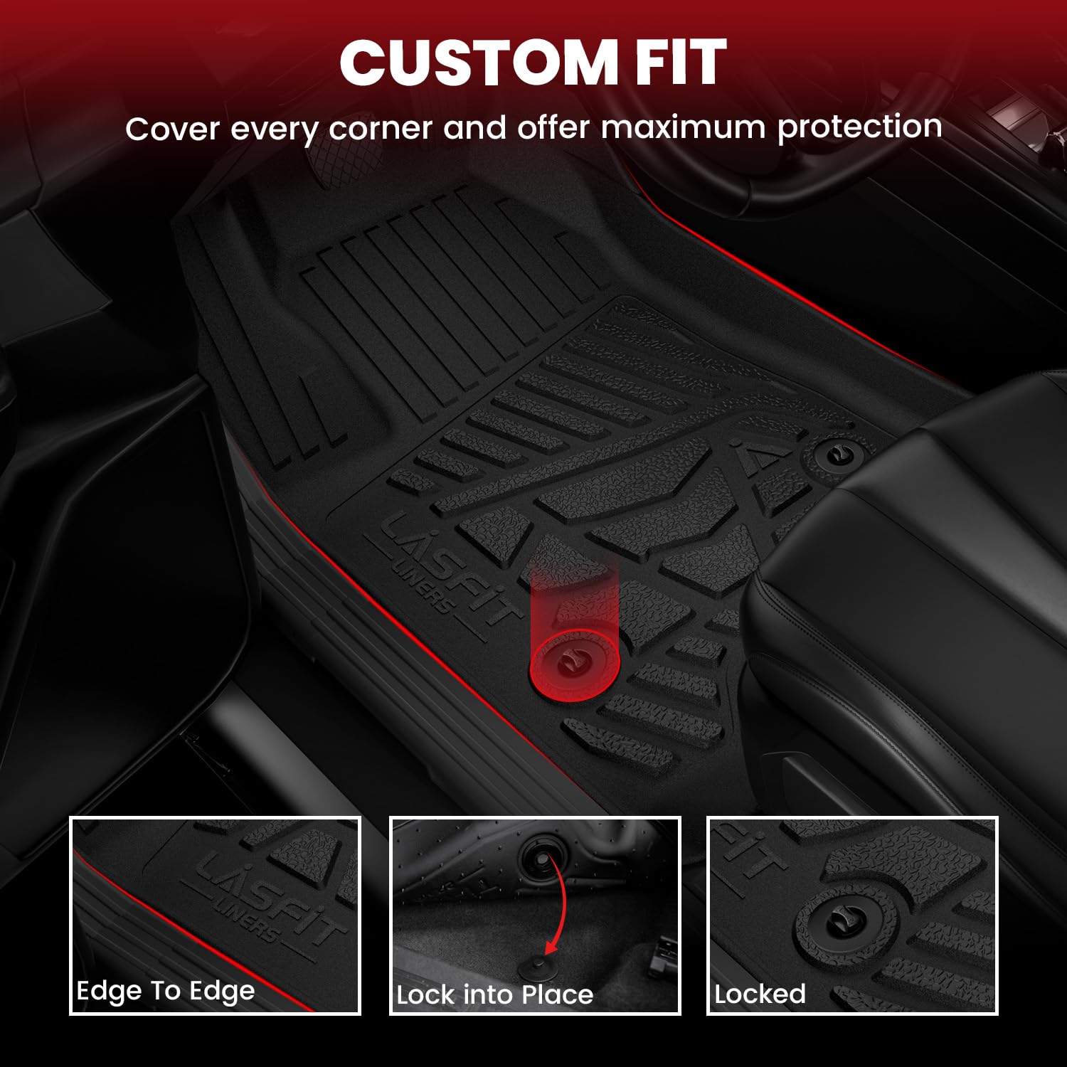 Lasfit Floor Mats & Cargo Mat For Jeep Wrangler Jk 2014-2018 Unlimited 4-Door (Not For Jl Or 2-Door) All Weather Tpe Custom Fit