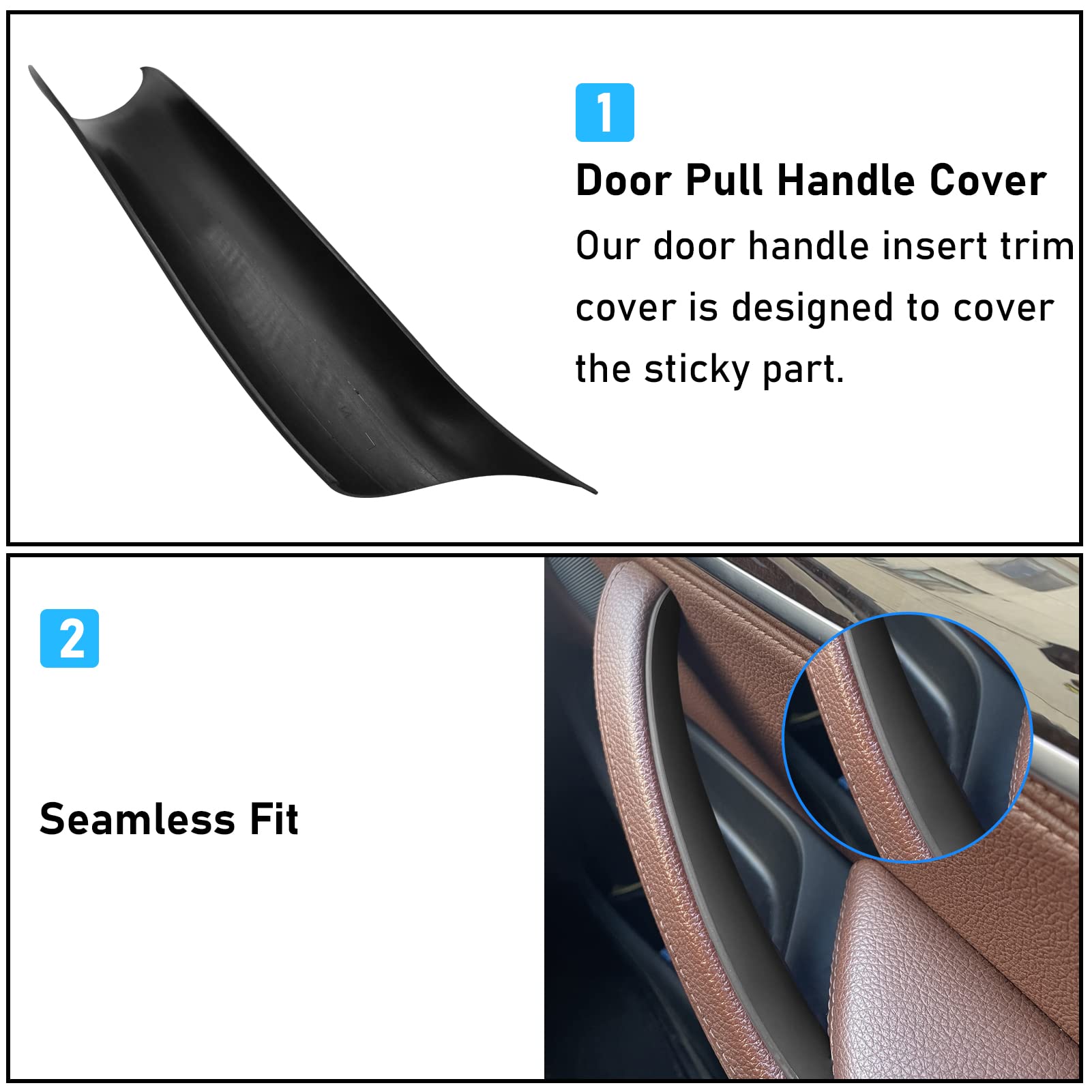 Jaronx 3PCS Black Door Handle Covers for BMW X5 F15 (2014-2018) & X6 F16 (2015-2018) - Left & Right Side Interior