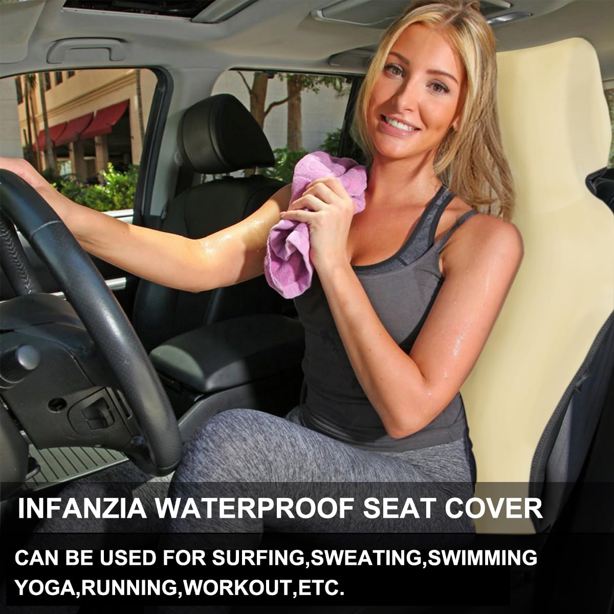 DREAMANIA Waterproof Seat Cover, Upgraded Sweat Carseat Protector, Perfect for Universal Anti-Slip Car Truck SUV Seat, Ideal for