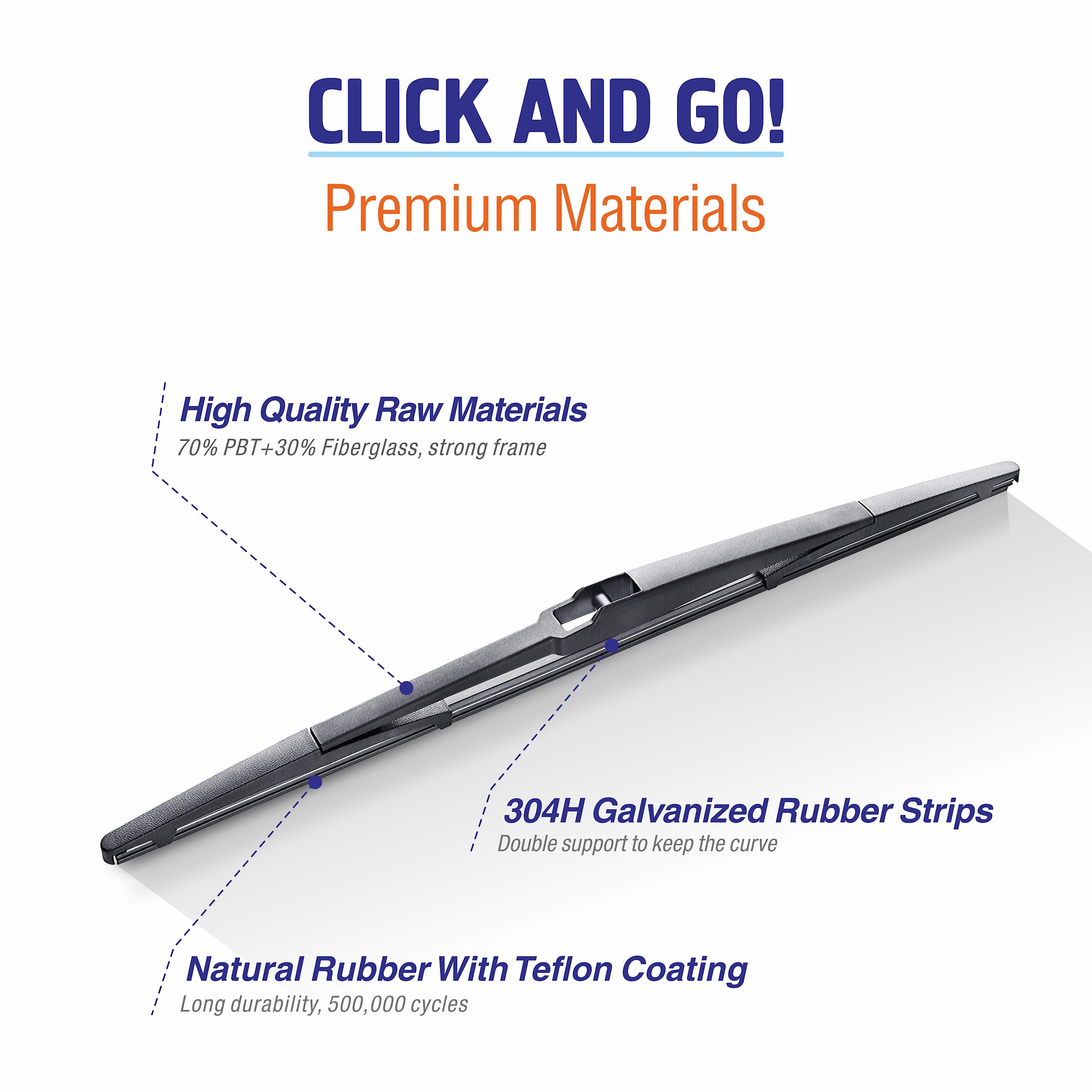 Wowiper 14 Inch (14-A) Silicone Rear Wiper Blade Replacement For Jeep Cherokee 2022-2014 /Hyundai Accent 11-07 Santa Fe 12-07 Tu