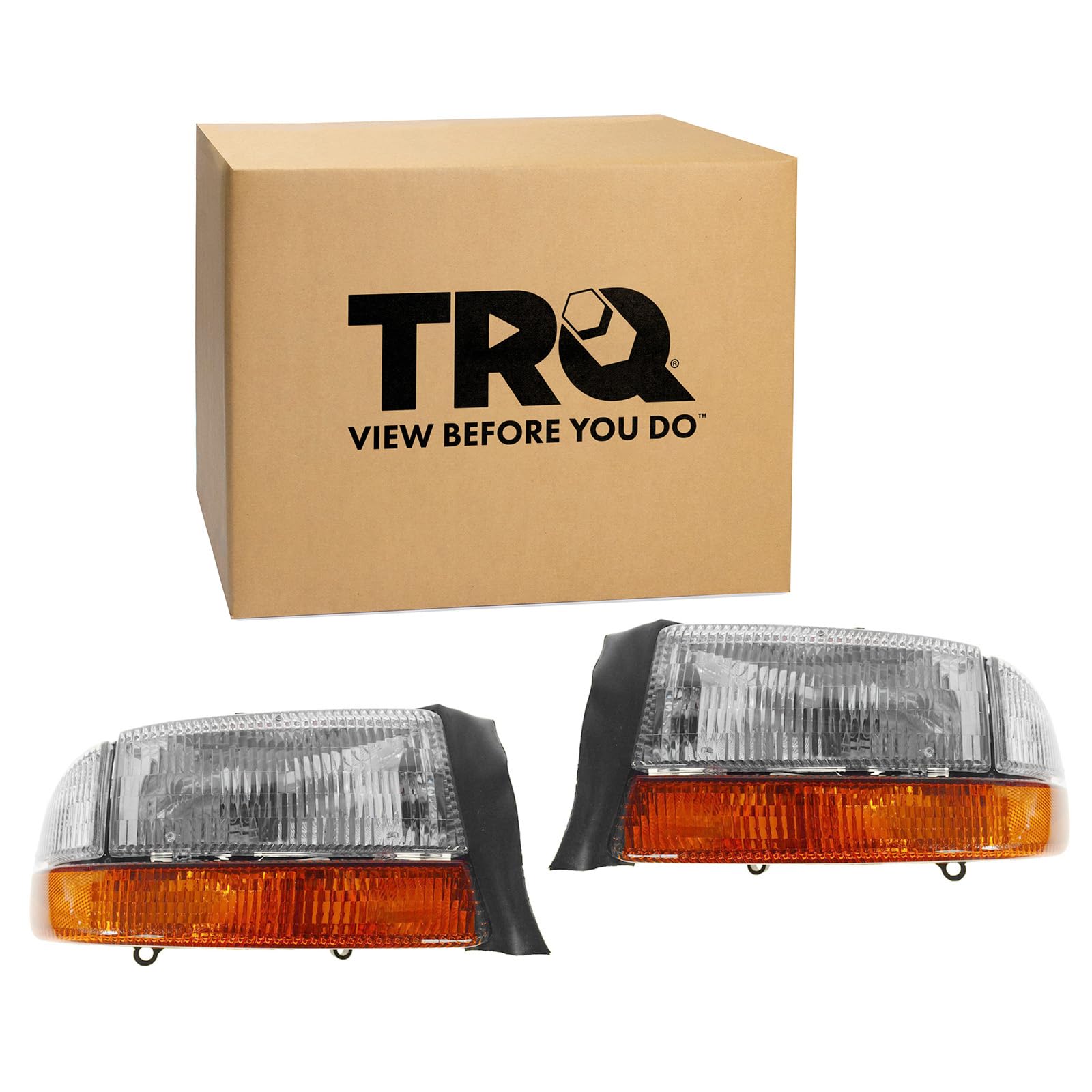 Trq Driver & Passenger Side Headlight Assembly Set Headlights Driver & Passenger Side Compatible With 1997-2004 Dodge Dakota 199