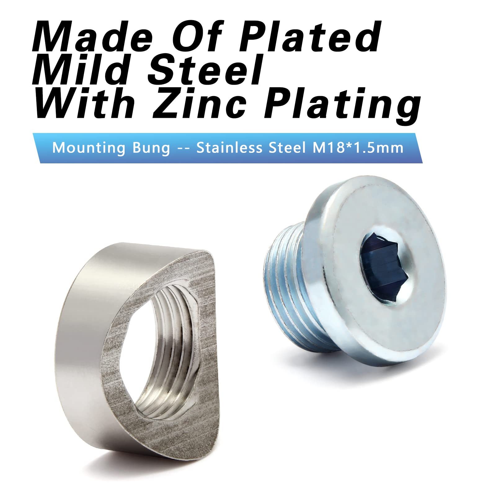 Ledaut M18X1.5 Bung And Plug Notched Style (2 Bungs/ 2 Plugs) Notched Style Fitting Bungs M18X1.5