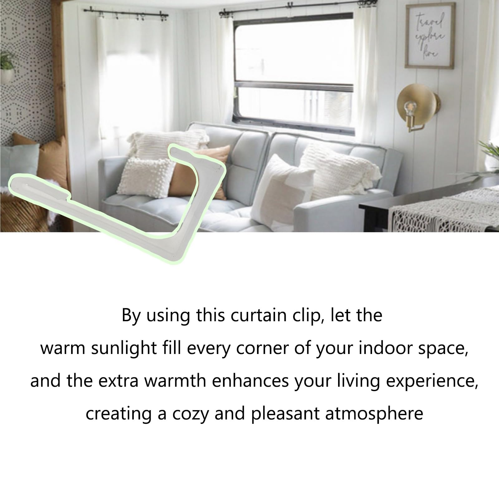 ARYEIELLSOW A285 RV Side Curtain Retainer White Plastic Side Curtain Hold Down with Screws,Window Covering Hardware for Camper M