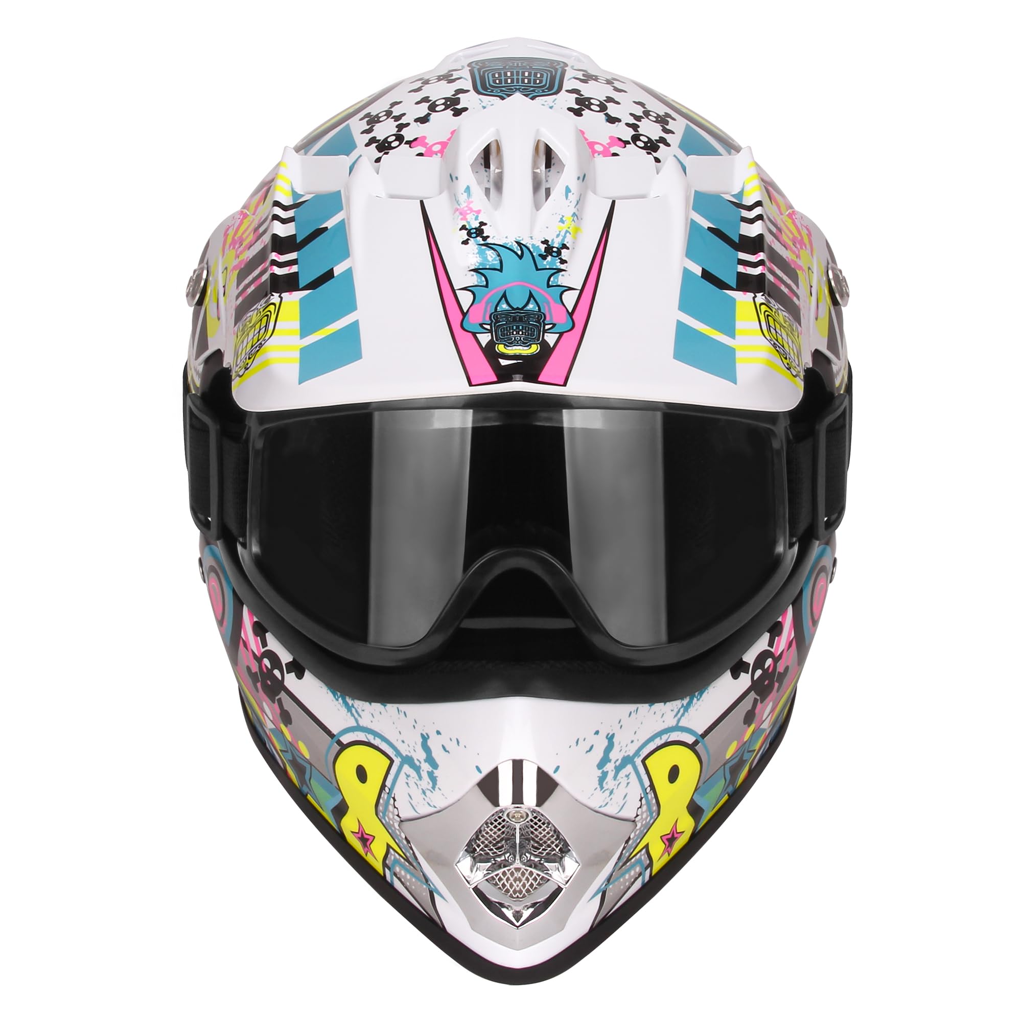 Jagasol Dot Youth Teenager Motocross Offroad Street Dirt Bike Helmet Bmx Mx Atv Helmet With Goggles (Small, White)