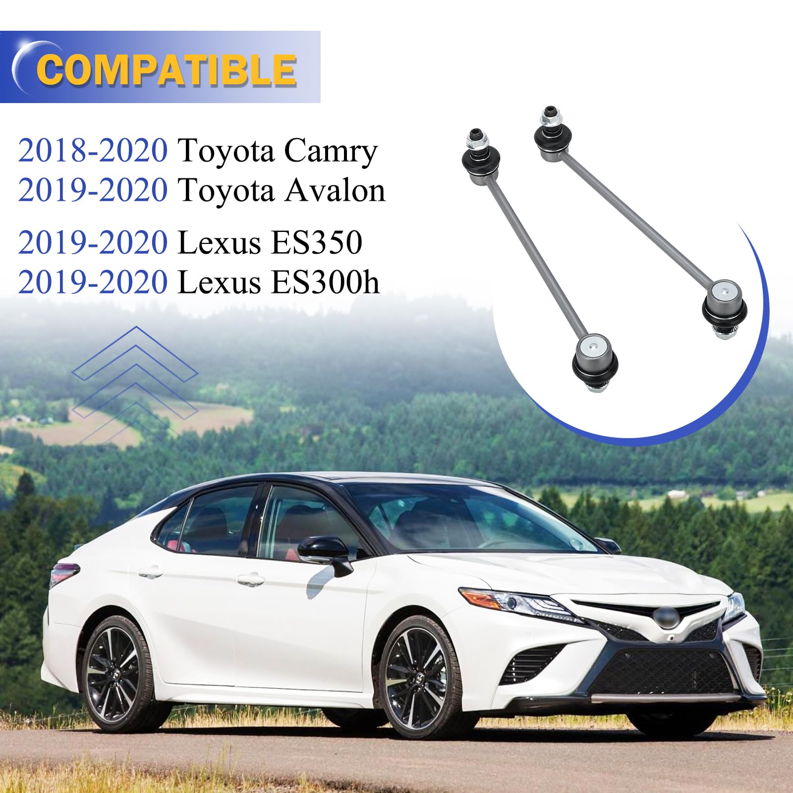 K750913 Zinc-Nickel Alloy Front Stabilizer Sway Bar End Link For 2018-2020 Toyota Camry 2019-2020 Toyota Avalon 2019-2020 Lexus