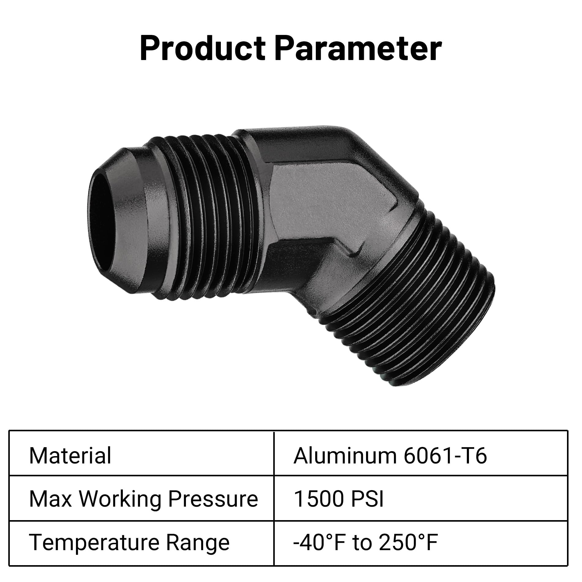 Evil Energy 12An Male Flare To 3/4'' Npt Pipe 45 Degree Fitting Adapter Aluminum Black