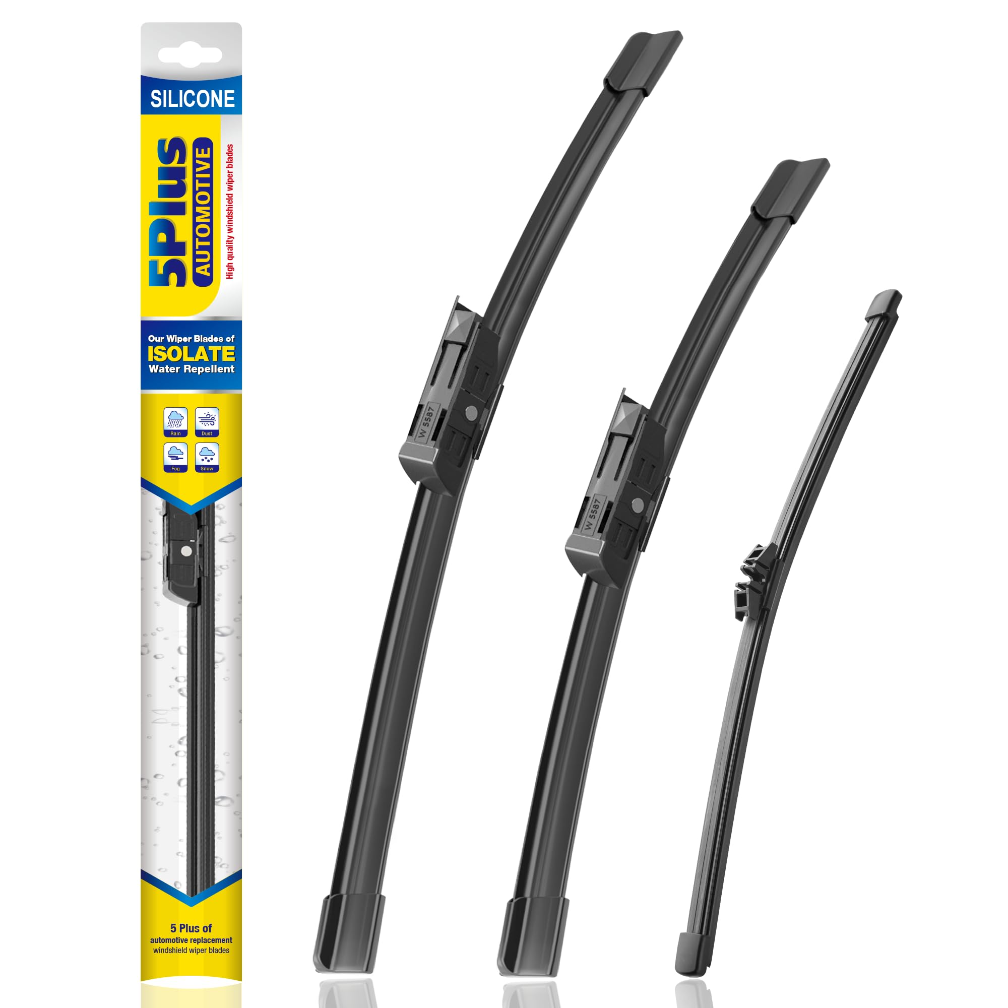 5 Plus Silicone Windshield Wipers Replacement For 2018-2022 Volkswagen Vw Tiguan Wiper Blades(Set Of 3),Automotive Replacement W