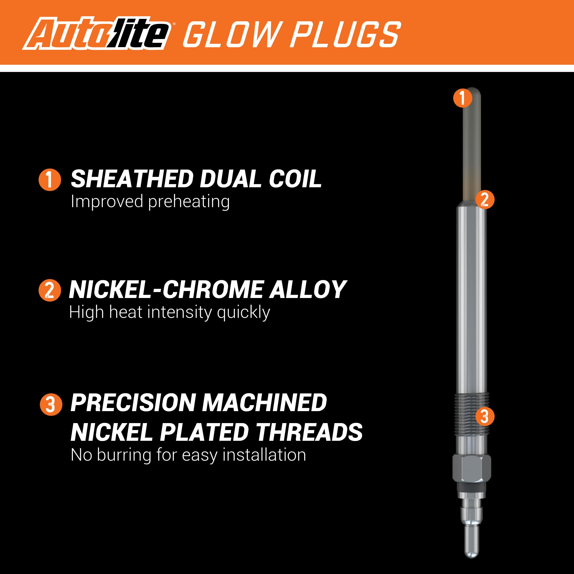 Autolite 1116 Automotive Replacement Glow Plug For 1996-2008 Volkswagen 1.9L Super Duty Diesel Engines (1 Pack)