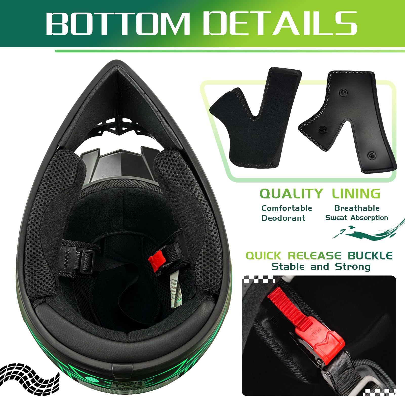 TIANDU Youth Kids Dirt Bike Motocross Helmets (Goggles Gloves Face Mask) 4PCS Set, Boys Girls Full Face Motorcycle Helmet, Mount