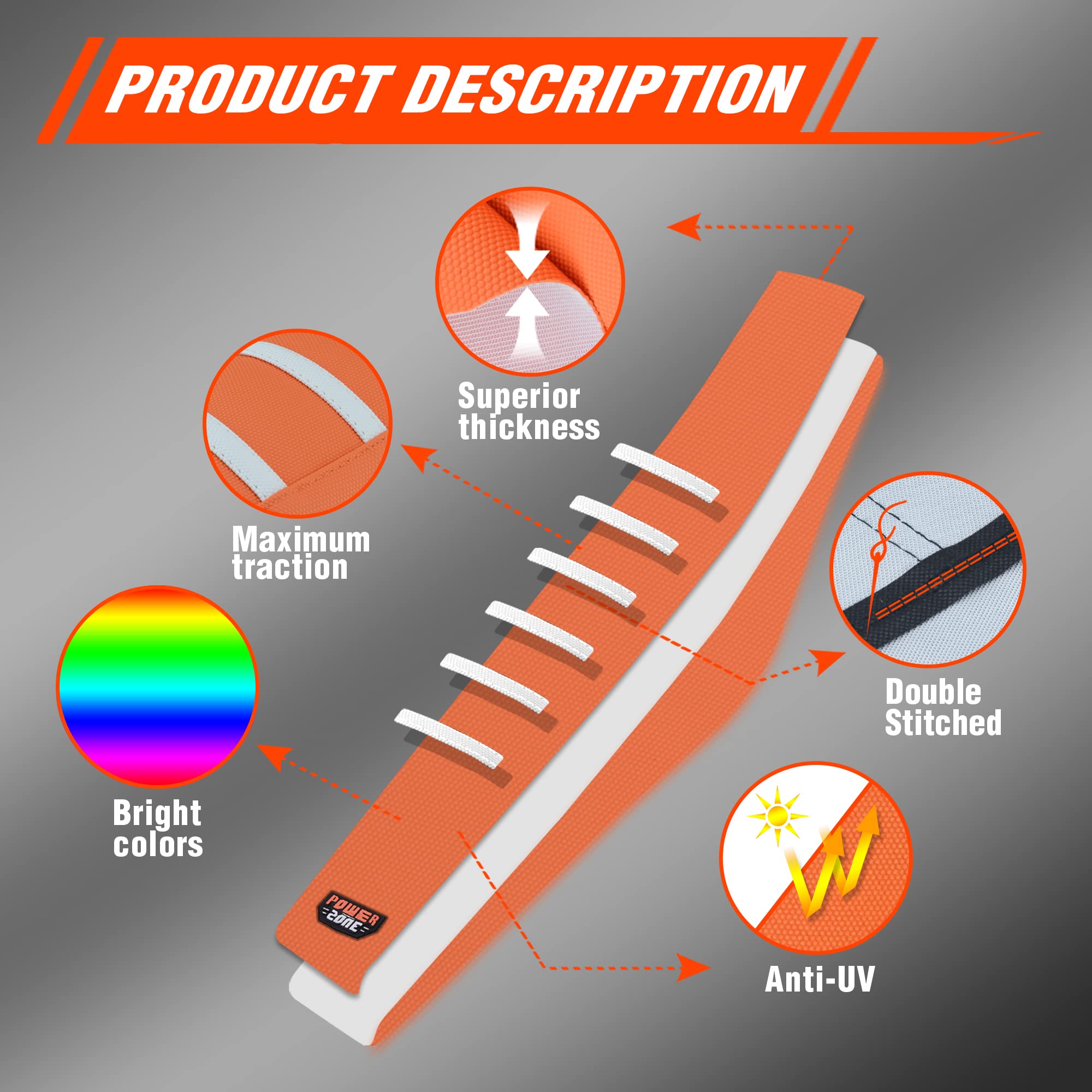 Fewfuss Dirt Bike Seat Cover - White Stripe Universial Seat Cover For Dirt Bike - Motorcycle Motorcross Enduro Seat Covers (Oran