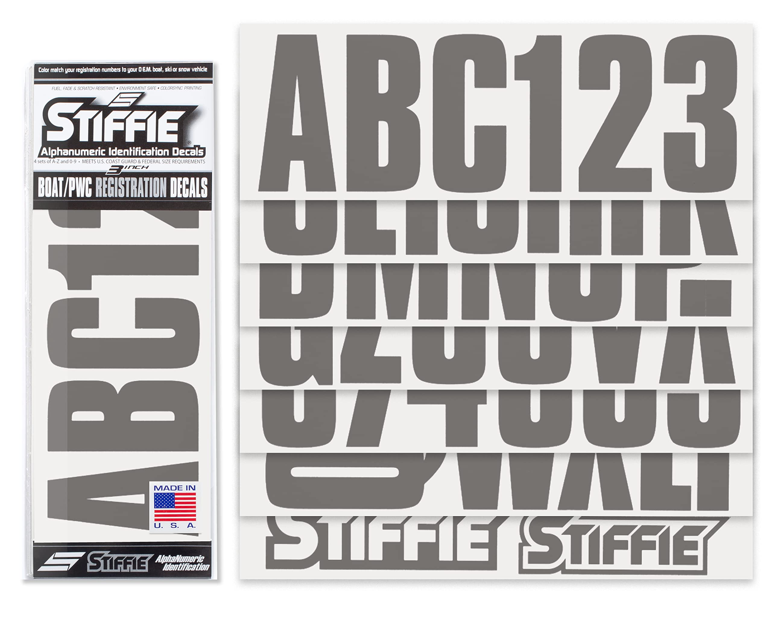 Stiffie Uniline Carbon 3'' Boat & Pwc Registration Decals  Numbers Letters Stickers