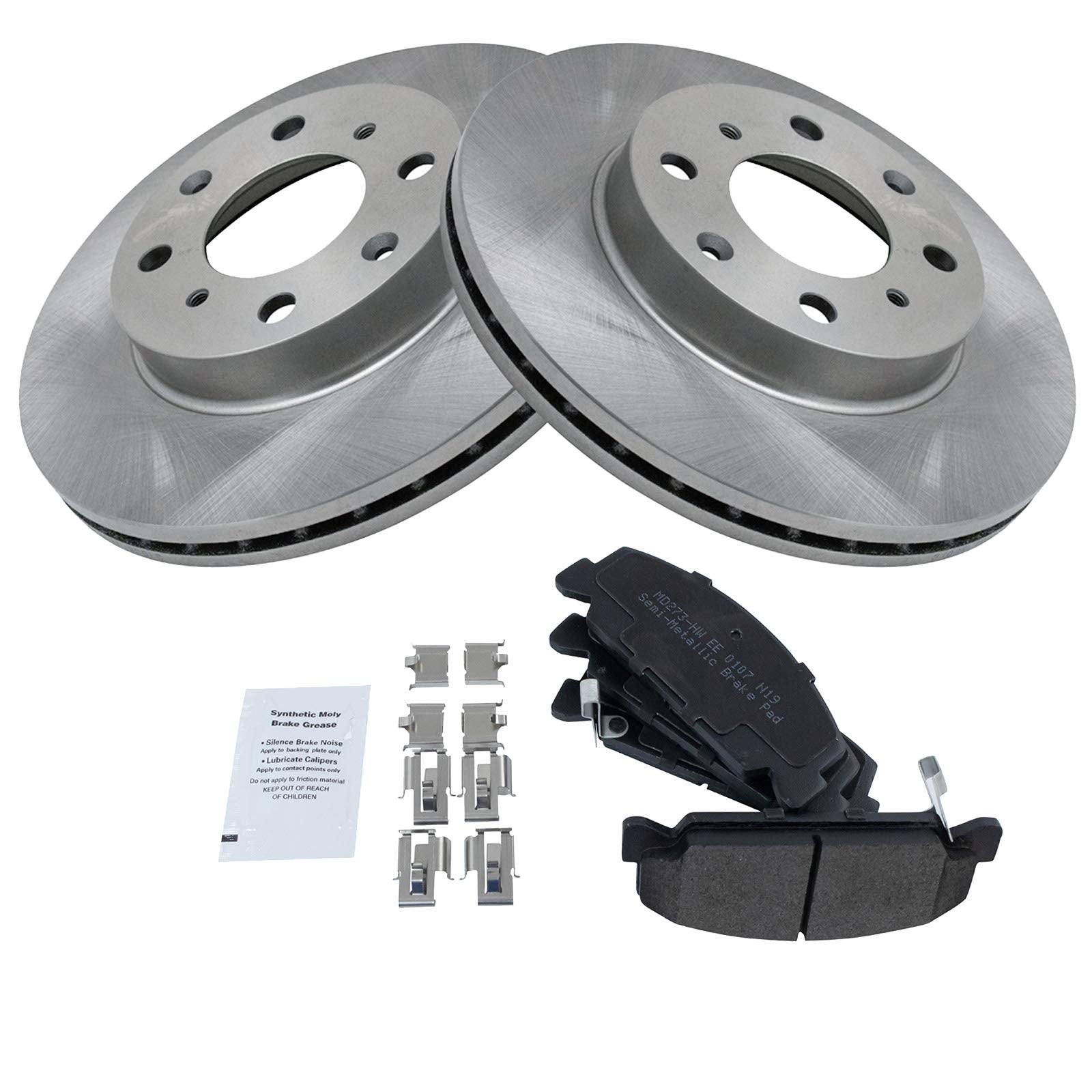 Trq Front Brake Pad & Rotor Kit Brake Pads Brake Rotor Semi-Metallic Compatible With 1990-2000 Honda Civic 1993-1997 Civic Del S