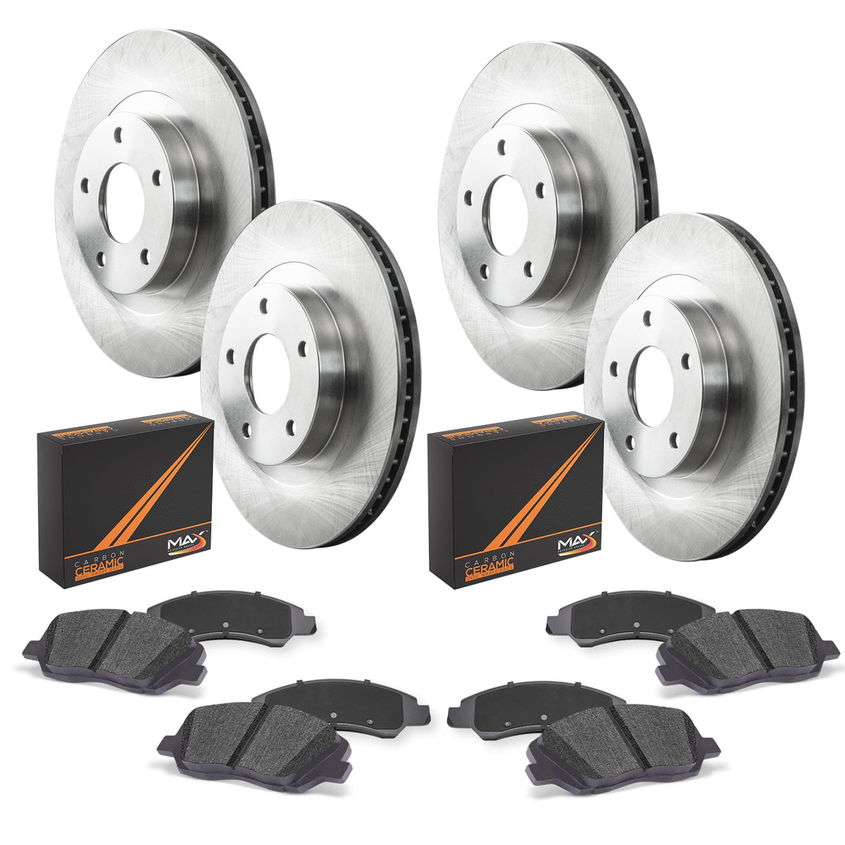 Max Advanced Brakes Front & Rear Brake Kit For 2000-2004 2005 Chevy Impala Monte Carlo 1998 1999 Oldsmobile Intrigue Replacement Premium Oe Disc Brake Rotors And Ceramic Brake Pads