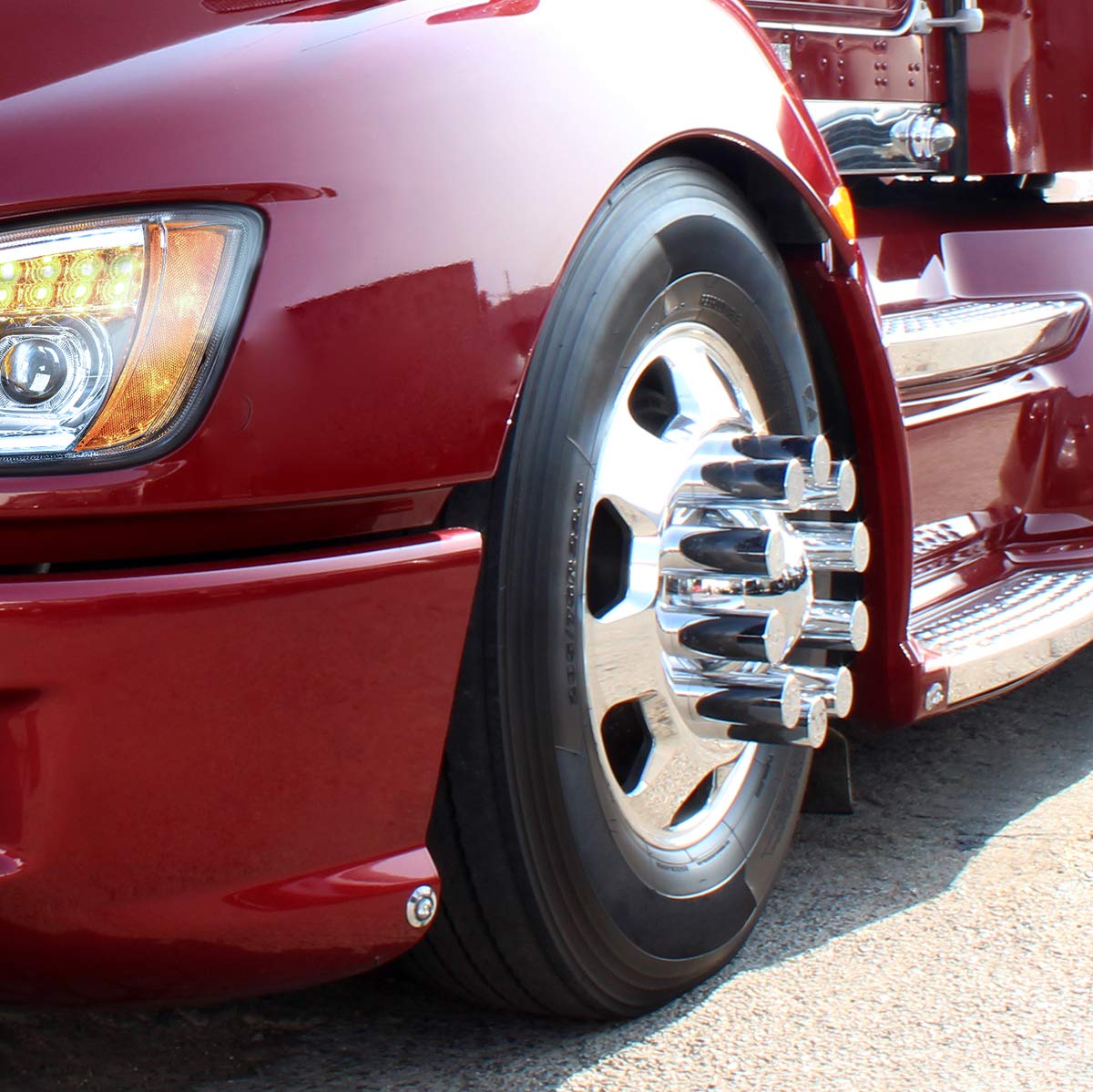 United Pacific 10568CB Wheel Lug Nut Cover Set, 33mm x 3.5 Chrome Plastic, Push-On, 60 Pack - Durable Wheel Accessories