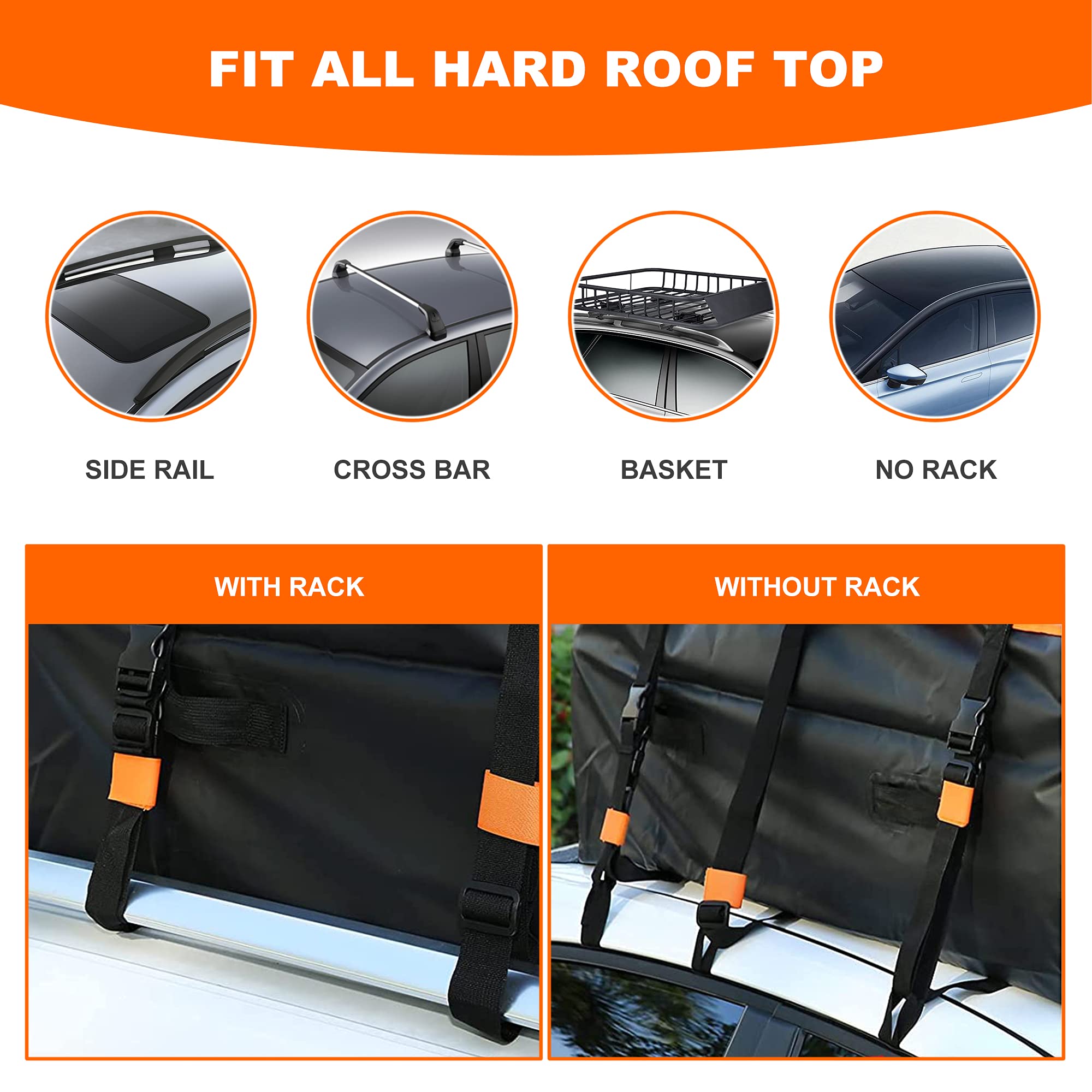 Meefar Rooftop Cargo Carrier Car Roof Bag 20 Cubic Feet 100% Waterproof Car Top Carrier, Fits All Vehicle With/Without Rack,Incl