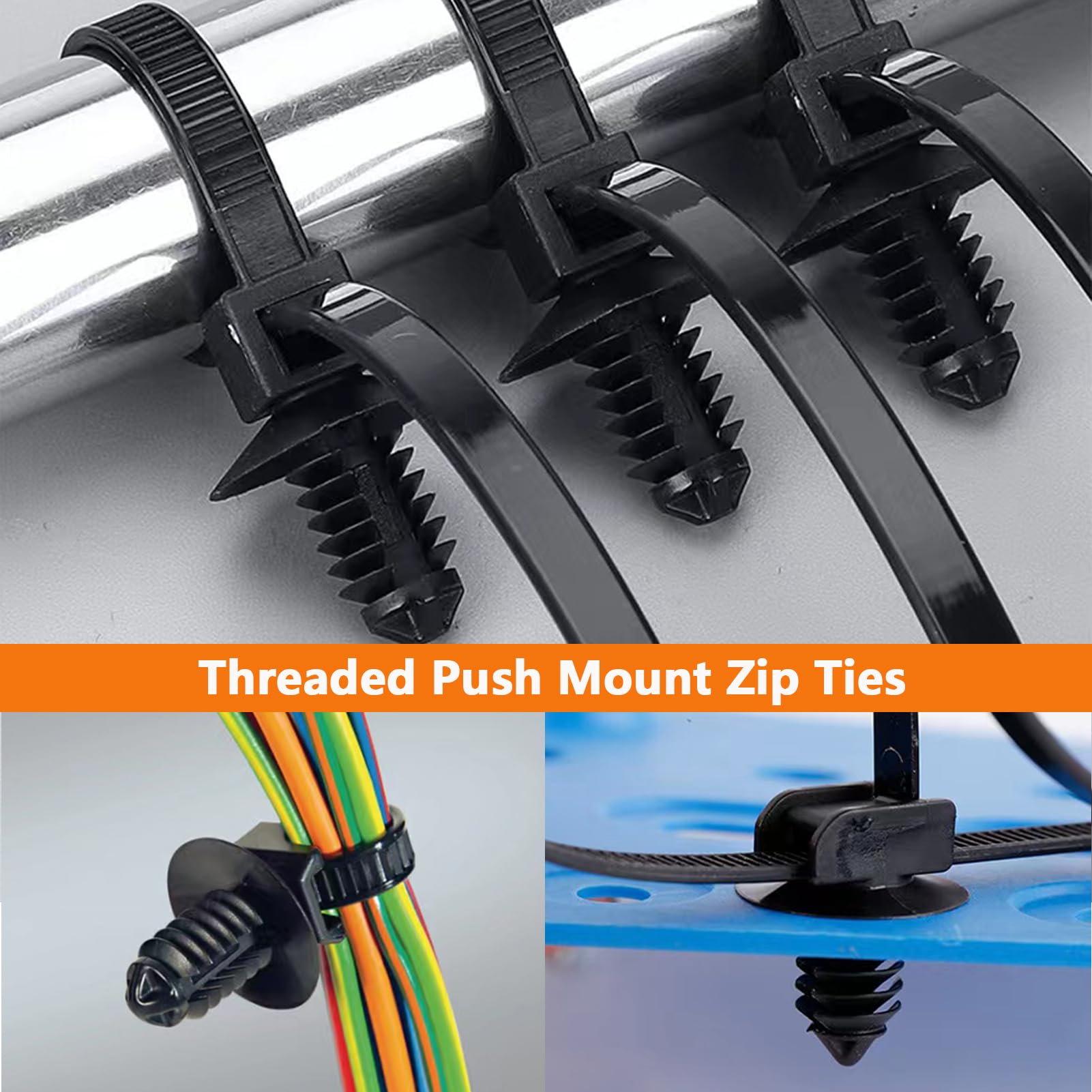 180Pcs Wire Loom Clips For Car Push Mount Zip Ties Assorted Sizes Automotive Fuel Line Cable Ties 6/8 Inch Wire Holder For Car Z