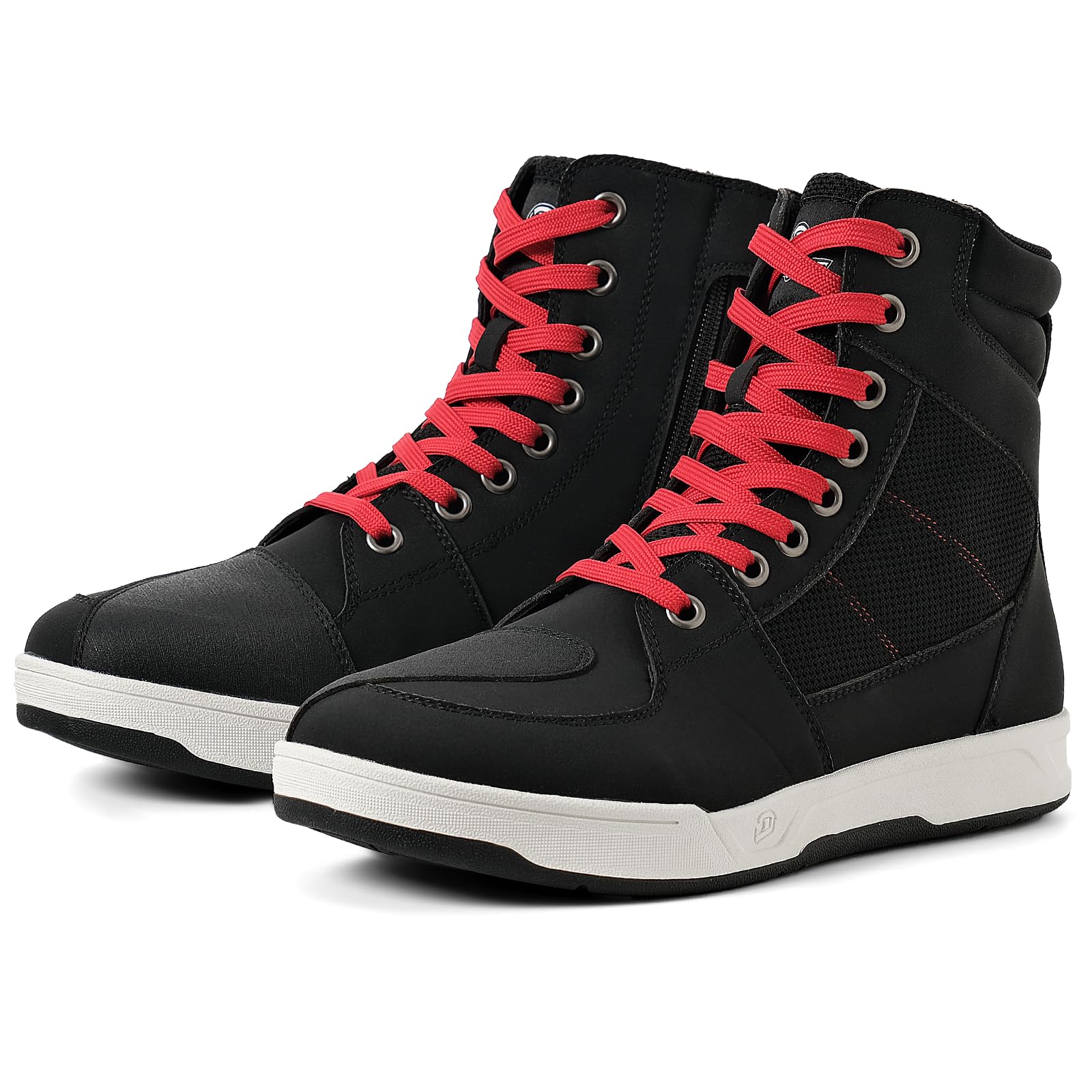 Borleni Motorcycle Riding Shoes Road Street Motocross Protective Boots For Men, Casual Breathable Powersports Shoes Black