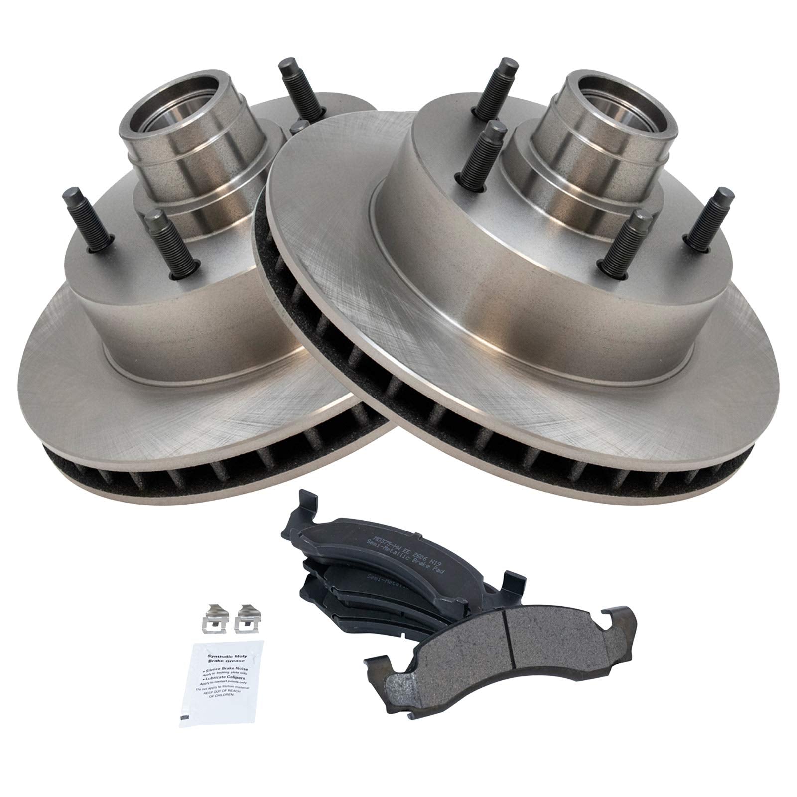 Trq Front Brake Pad & Rotor Kit Brake Pads Brake Rotor Semi-Metallic Compatible With 1987-1993 Ford E-150 Econoline E-150 Econol