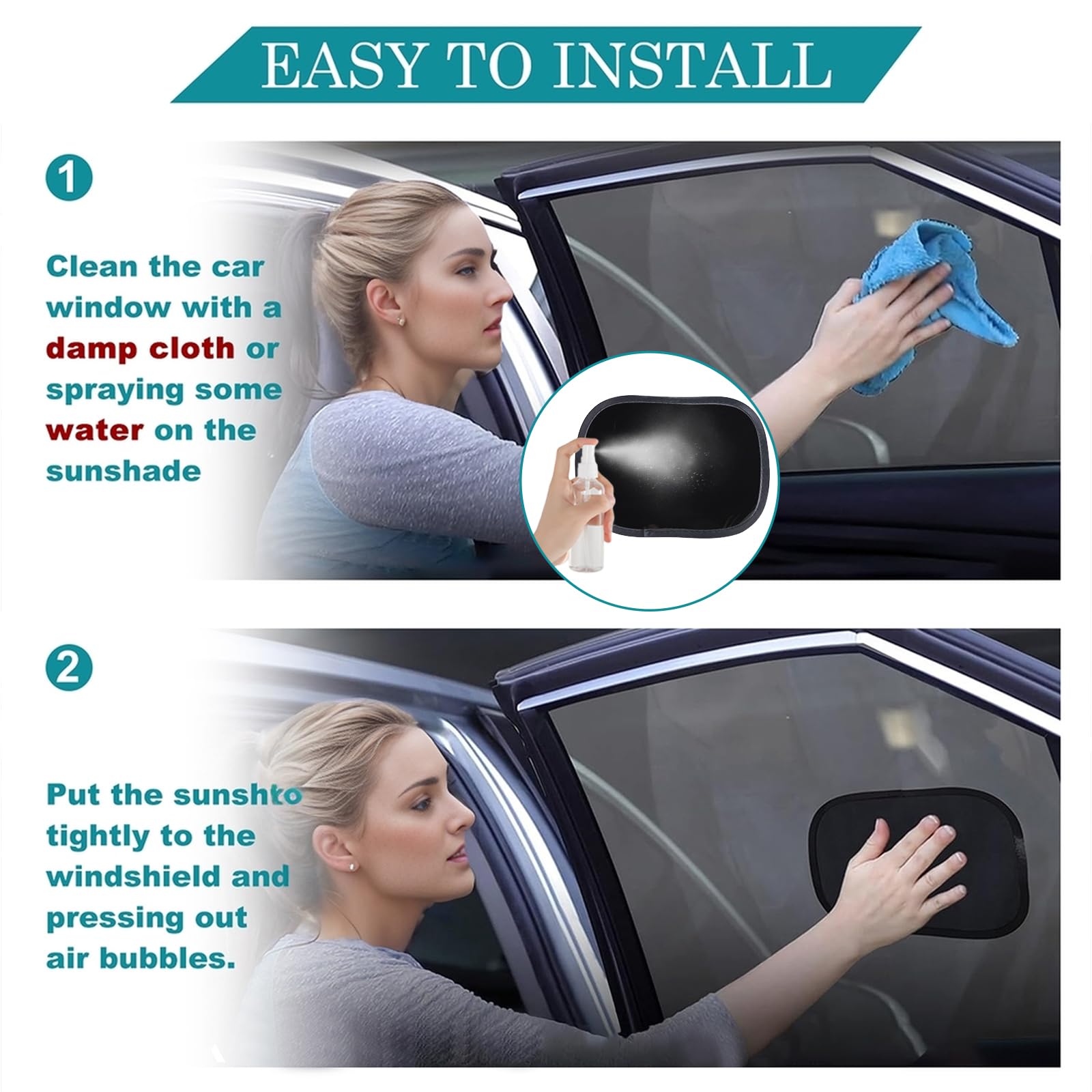 IC ICLOVER Mini Car Sun Shade for Driver (4 Pcs), Static Cling Sun Visor for Safe Driving, Glare Protection/Block Harmful UV Ray