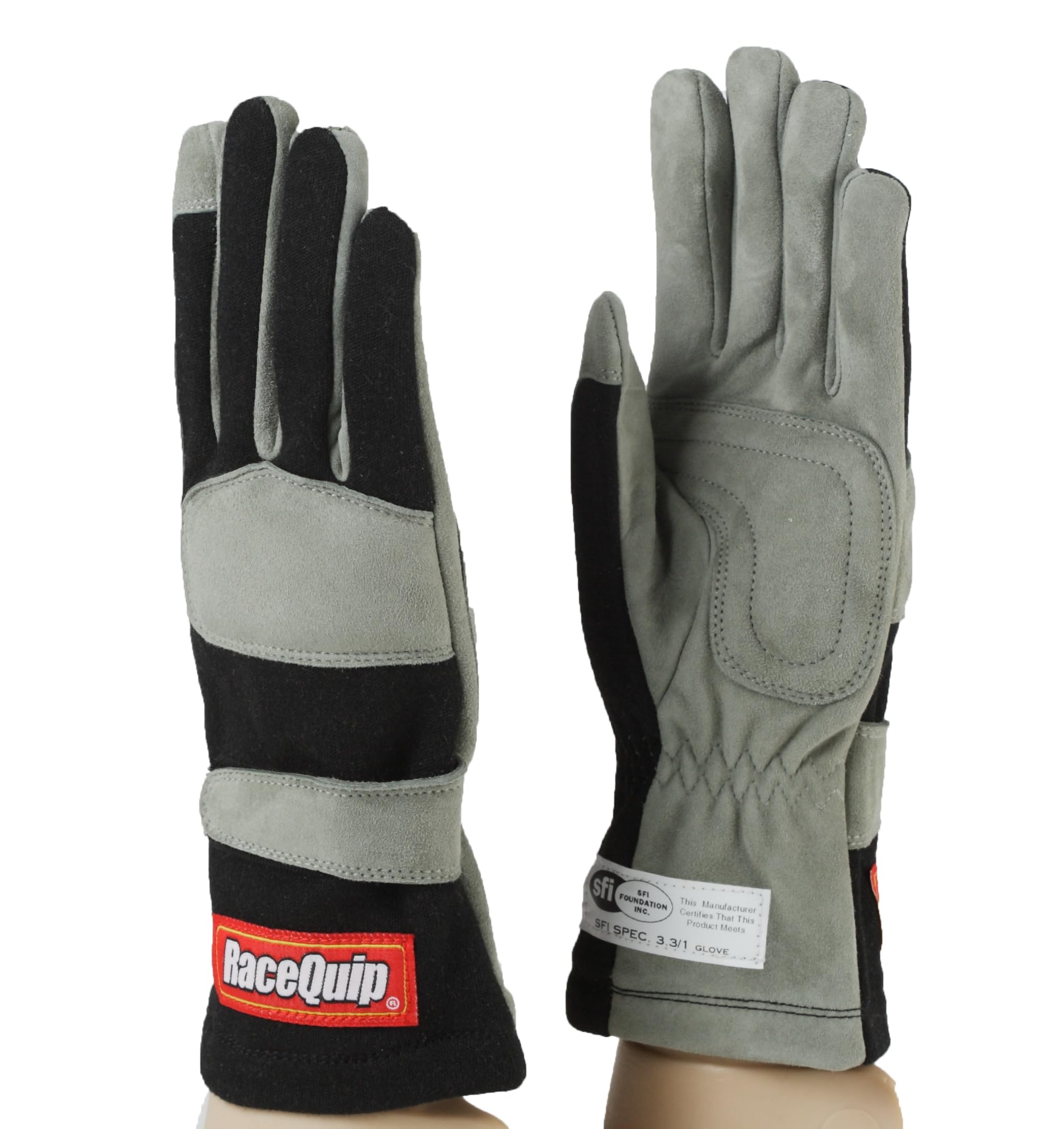 RaceQuip 351003RQP 351 Series Driving Gloves - SFI 3.3/1 - Black/Gray - Medium