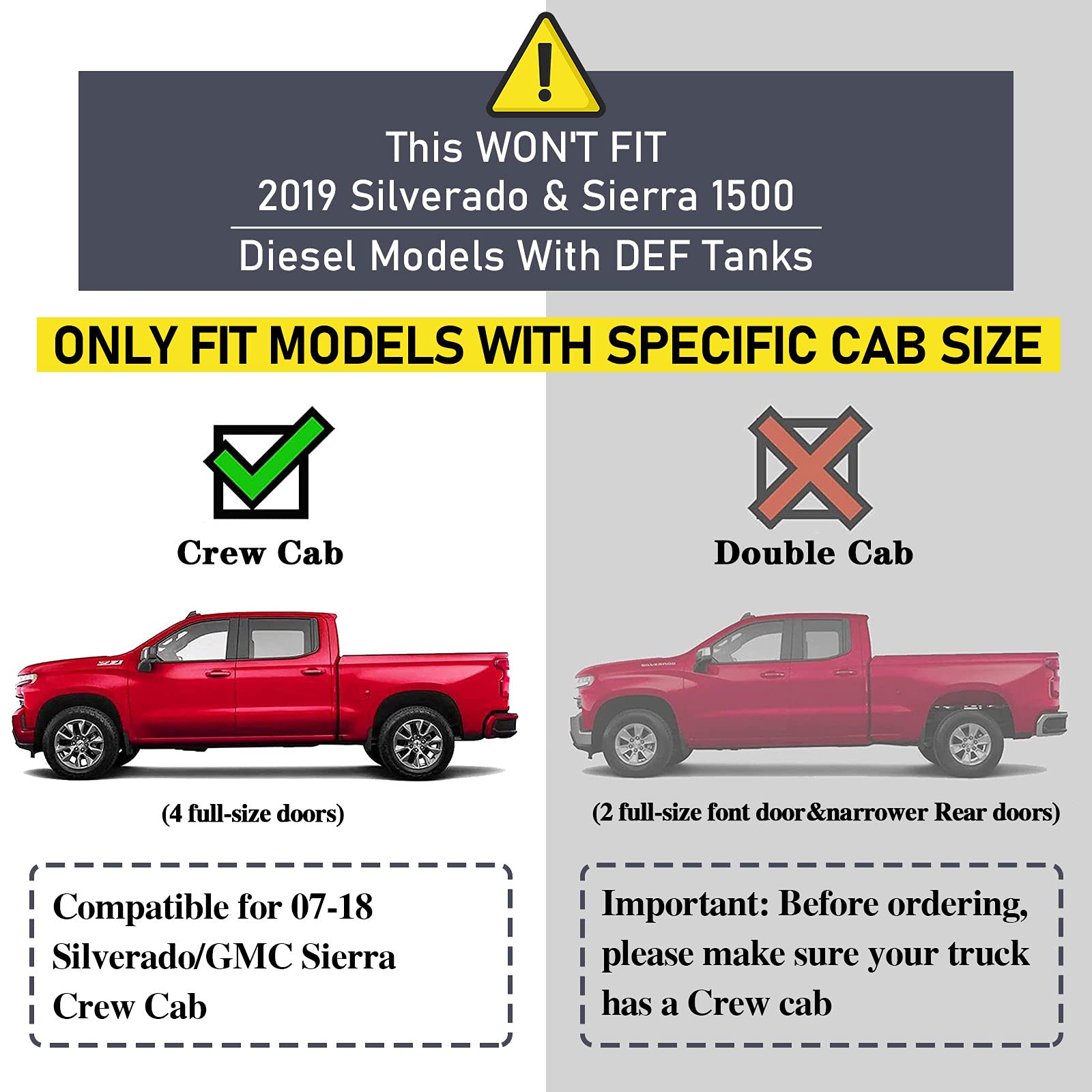 Comnova 6 Running Boards Compatible With 07-18 Silverado/Sierra 1500 Crew Cab, 07-19 2500 3500Hd, 2019 Ld/Limited Crew Cab. Running Boards For Silverado Crew Cab(Incl. 8 Brackets And Plastic Covers)