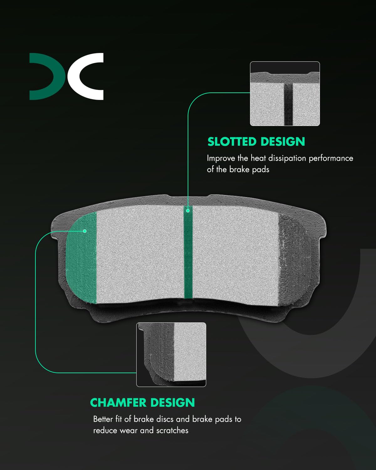 Scitoo D1037 Rear Ceramic Brake Pads Sets Fit For Chrysler 200 / Sebring,For Dodge Avenger/Caliber,For Jeep Compass 2007-2017,Fo