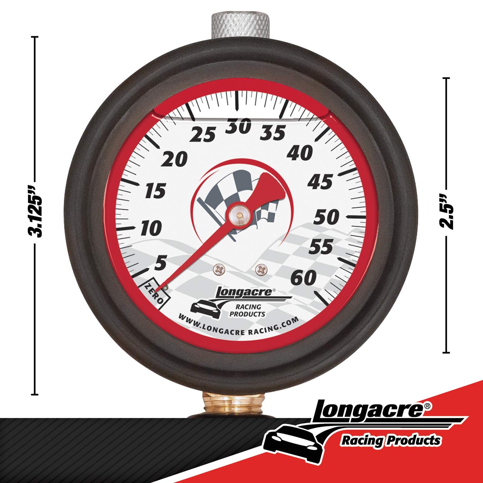 Longacre 52-52002 Liquid Filled 2-1/2 Tire Gauge, 0-60 Psi