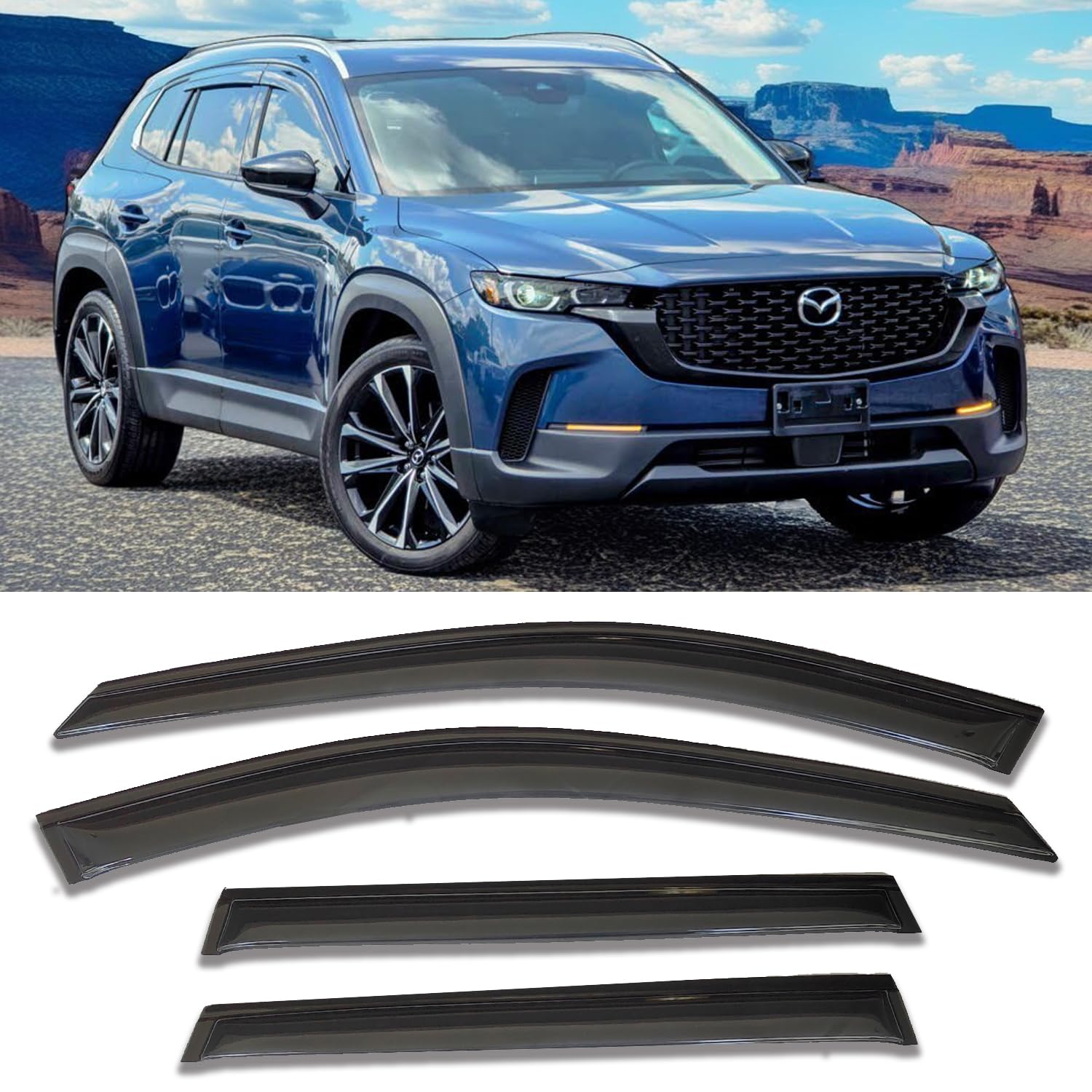 Side Car Window Visors Wind Deflectors Compatible With Mazda Cx-50 2023-2024, Cx50 Window Vent Guard Shade Sun Rain Guards Suv A
