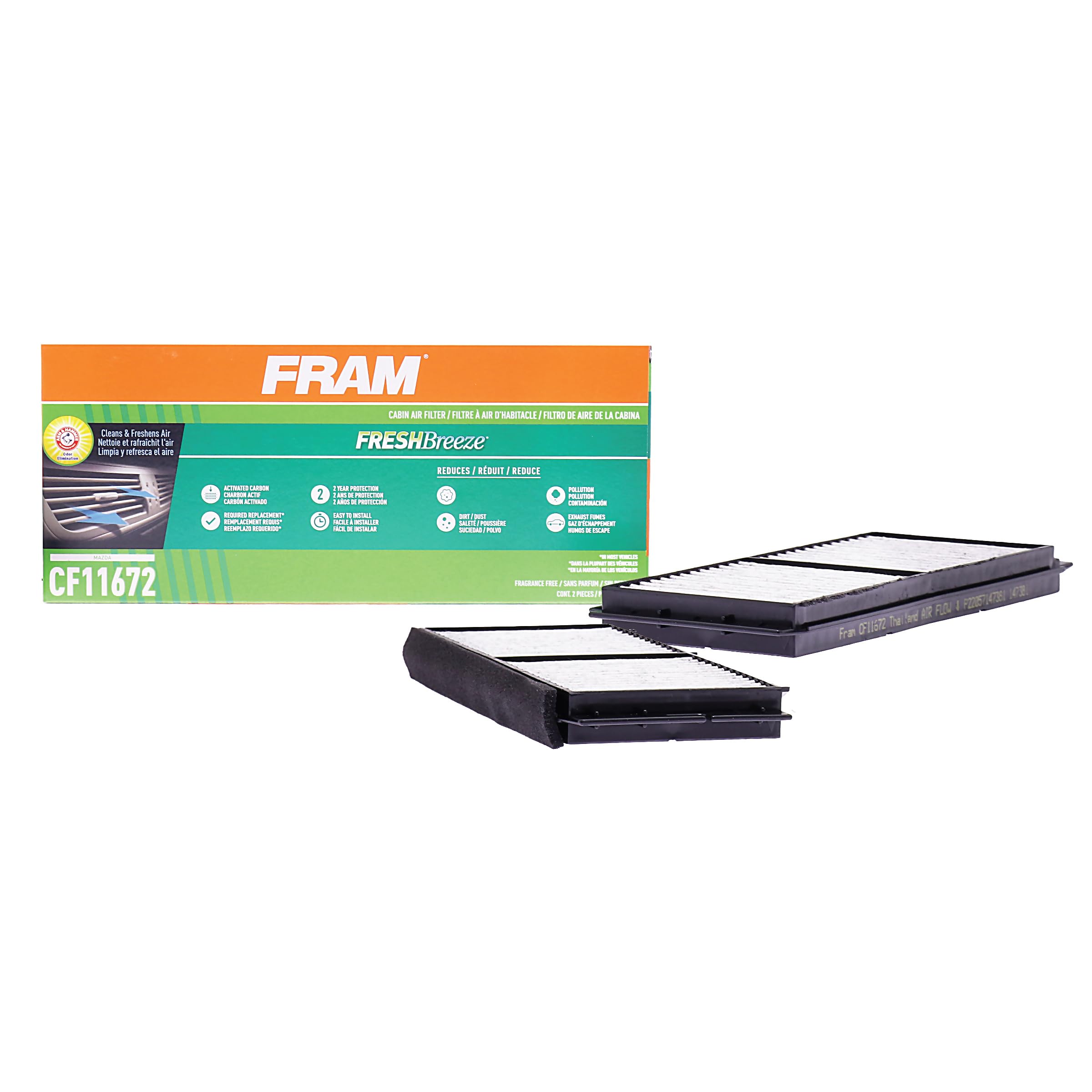 Fram Fresh Breeze Cabin Air Filter With Arm & Hammer Baking Soda, Cf11672 For Select Mazda Vehicles , White