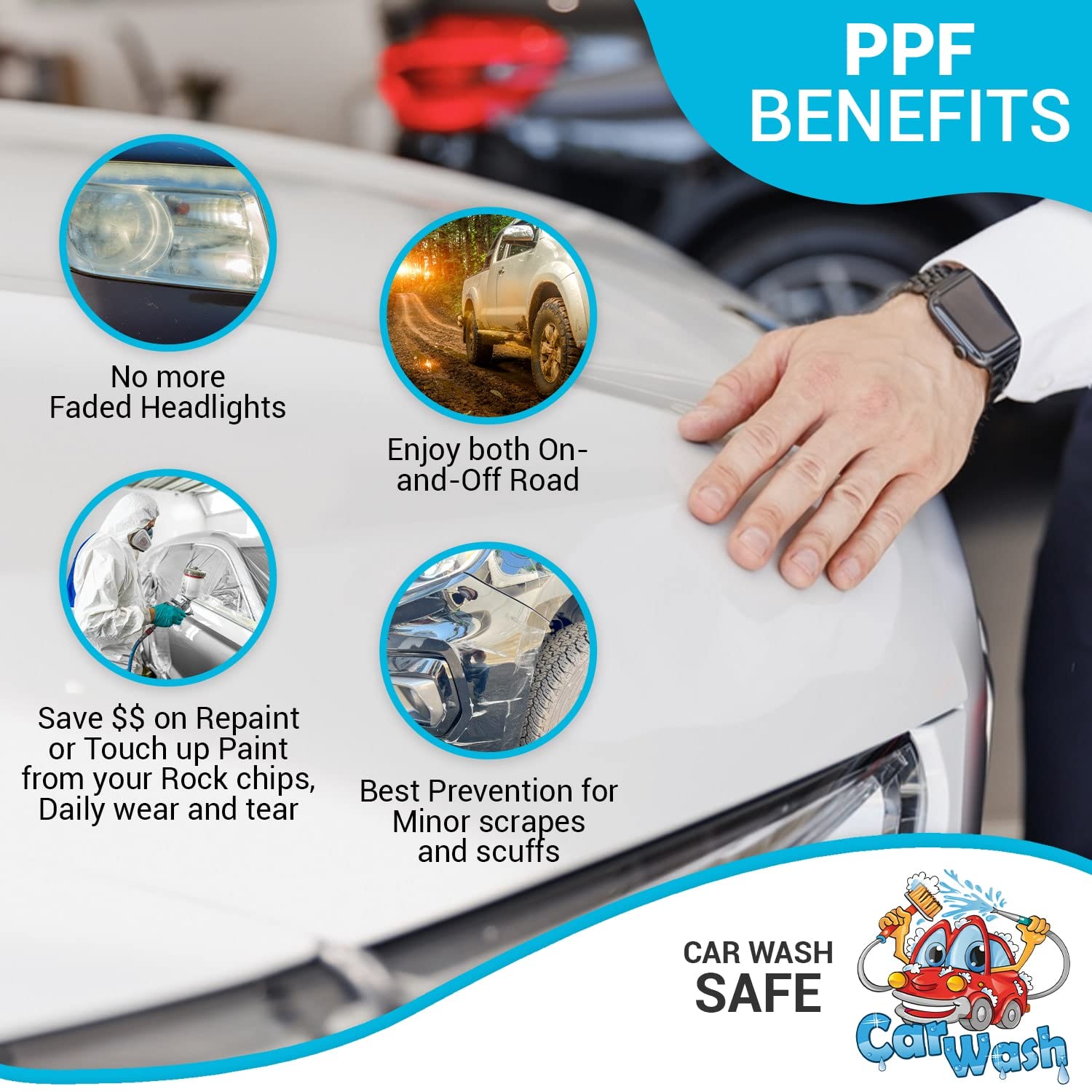 [Armor Up] 6''X60'' Clear Paint Protection Film For Cars, Trucks - 8-Mil Tpu Automotive Protector Wrap For Bumper, Headlamps, Ho