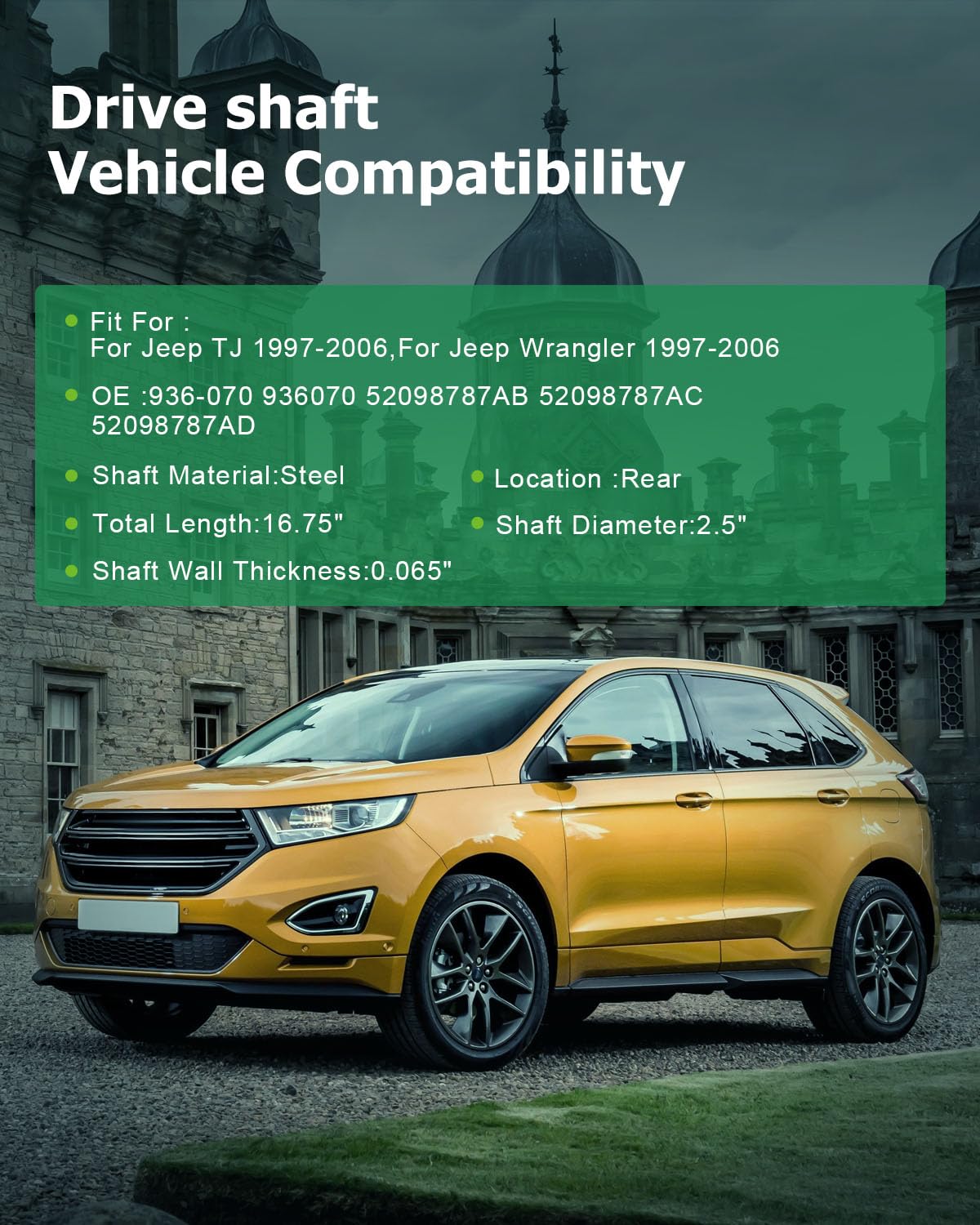 Scitoo?16.75''?Steel Rear Driveshaft Assembly Drive Shaft Prop Shaft For Jeep Tj 1997-2006,For Jeep Wrangler 1997-2006,Oe# 936-0