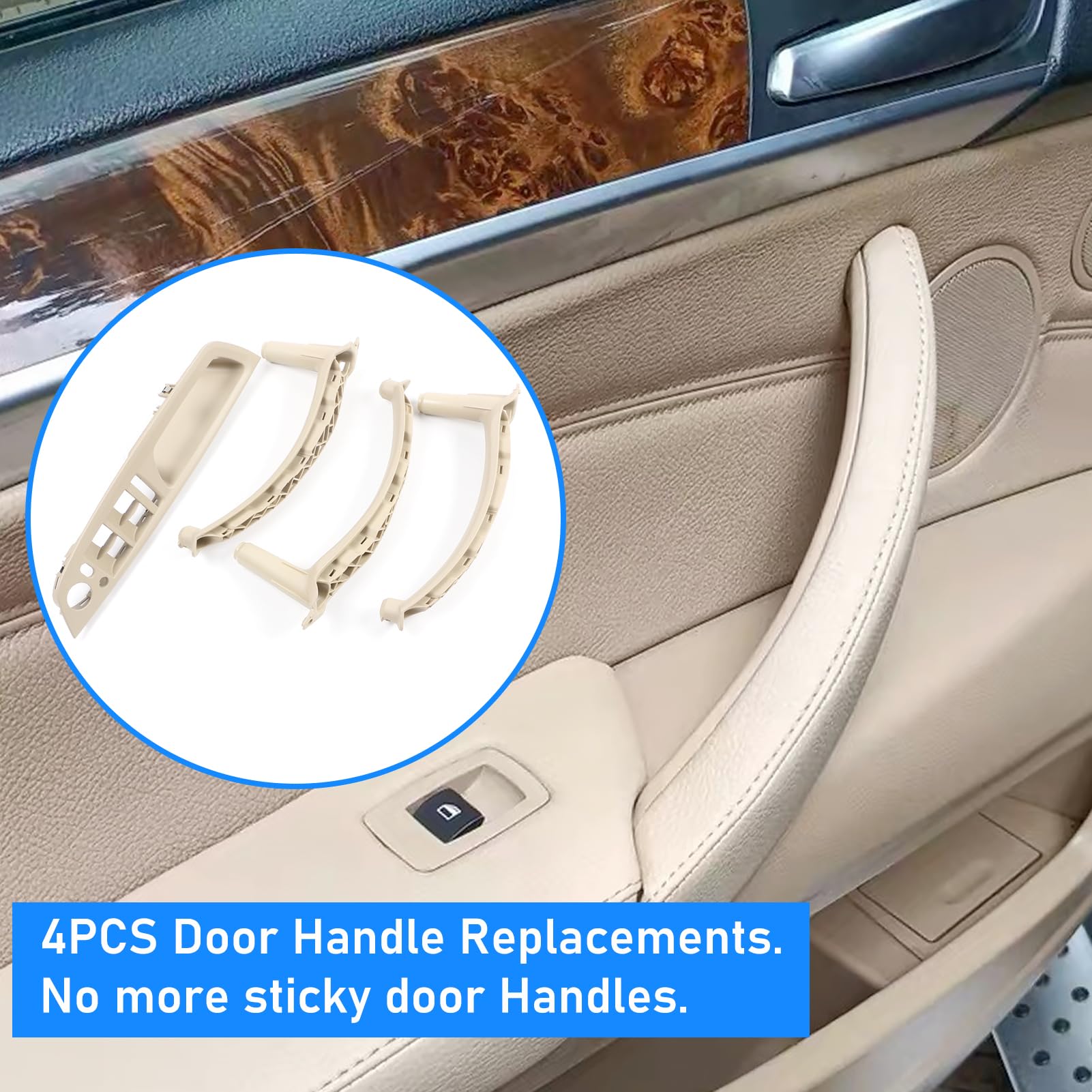 Jaronx Compatible With Bmw Door Handle Replacement X5 E70/X6 E71,4Pcs Interior Driver Side And Passenger Side Door Pull Handle F