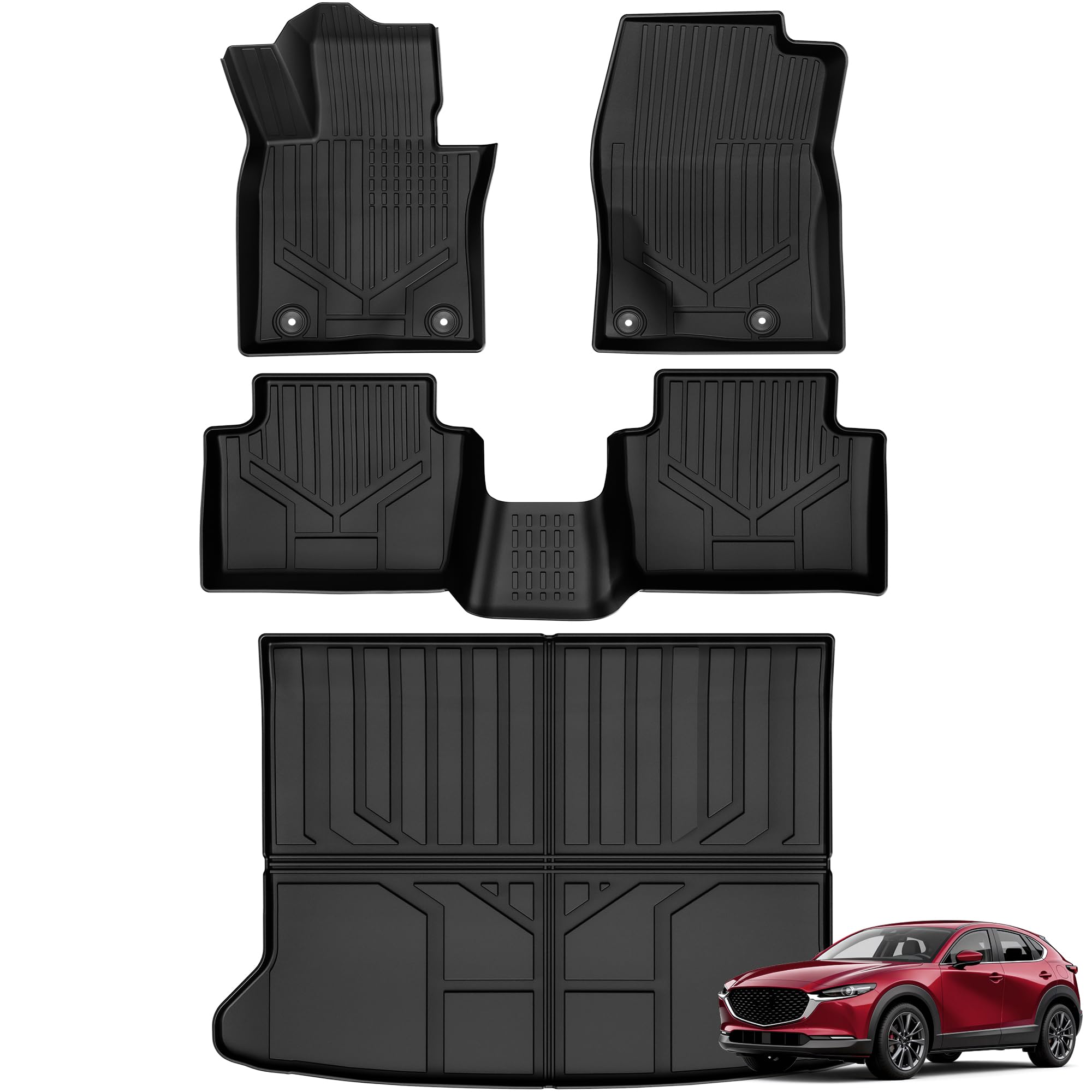 YITAMOTOR Floor Mats & Cargo Liner for Mazda CX-30 2026 2025 2024 2023 2022 2021 2020 Includes 2 Rows and Trunk Mat Set, Cutsom 