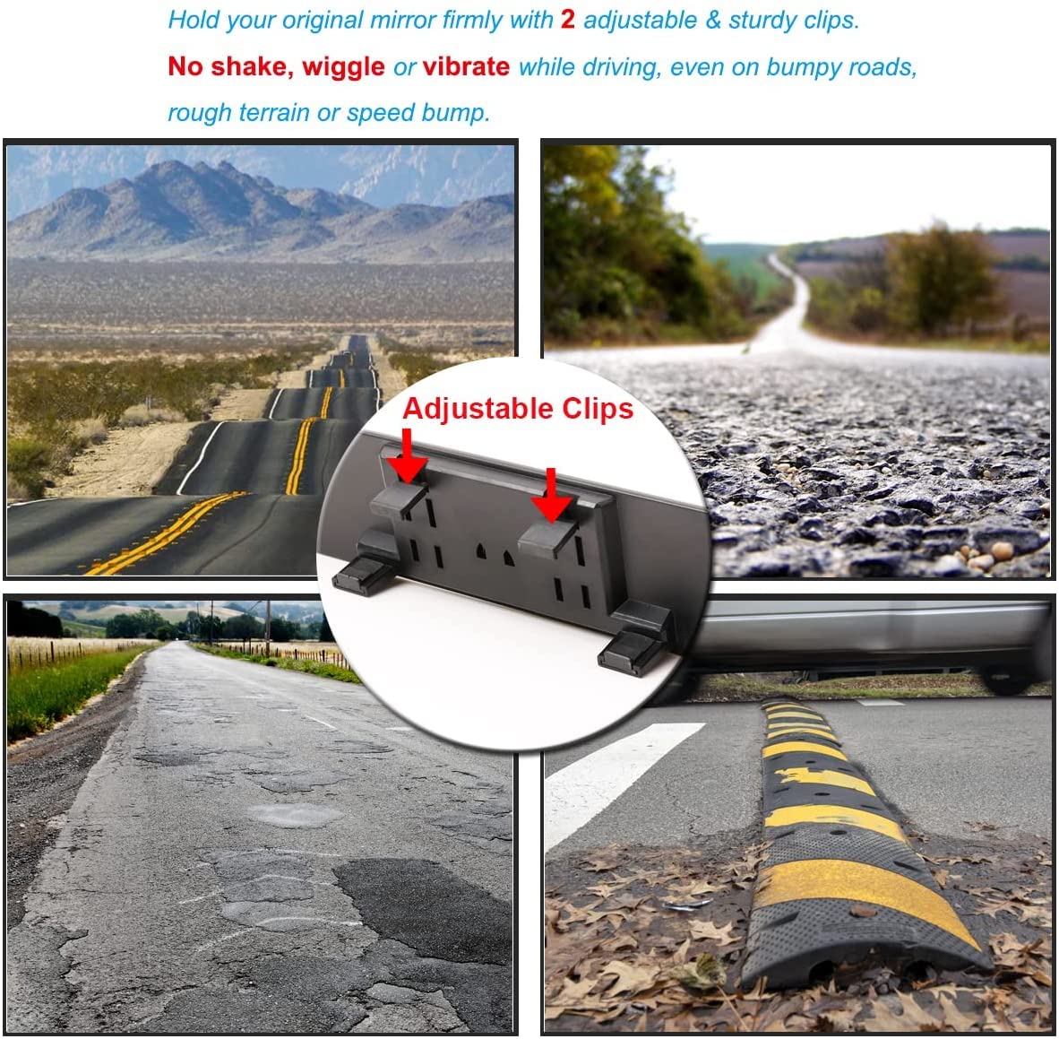 Rear View Mirror, 11.8 Panoramic Clip-On Wide Angle Rearview Mirror To Reduce Blind Spot Effectively For Car Suv Trucks - Convex