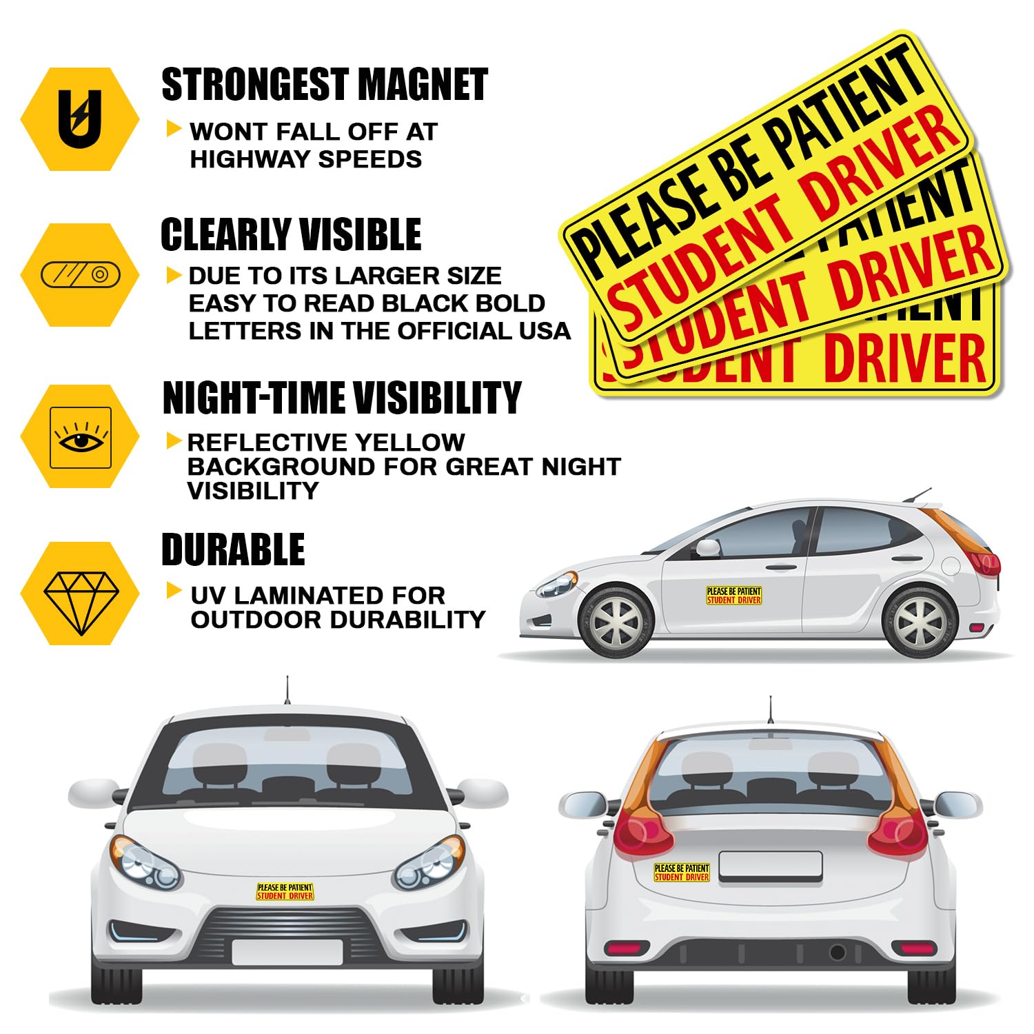 Psler Student Driver Magnet For Car, Be Patient Student Driver Magnet Boys And Girls New Student Driver Sticker Safety Warning R