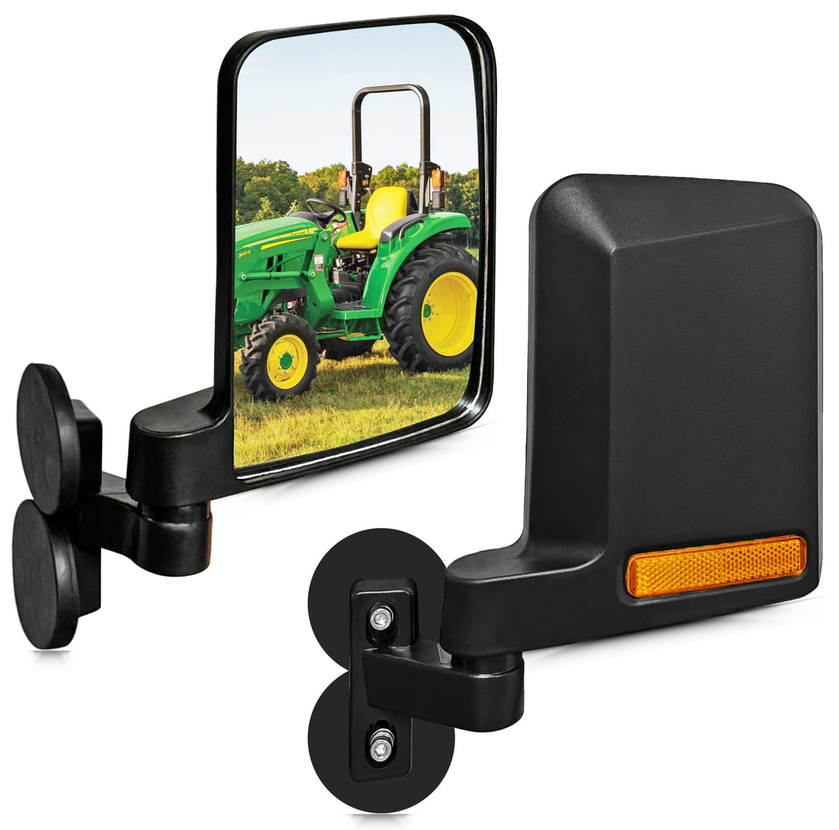 Unigt Universal Tractor Side Mirrors Compatible With Forklifts, Lawn Movers Kubota B Bx Mahindra Tractor Accessories With Rubber